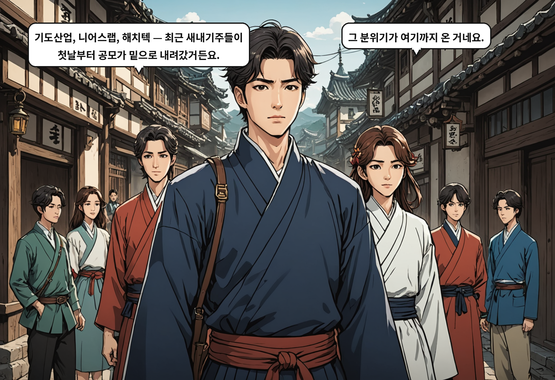A: 기도산업, 니어스랩, 해치텍 — 최근 새내기주들이 첫날부터 공모가 밑으로 내려갔거든요. B: 그 분위기가 여기까지 온 거네요.