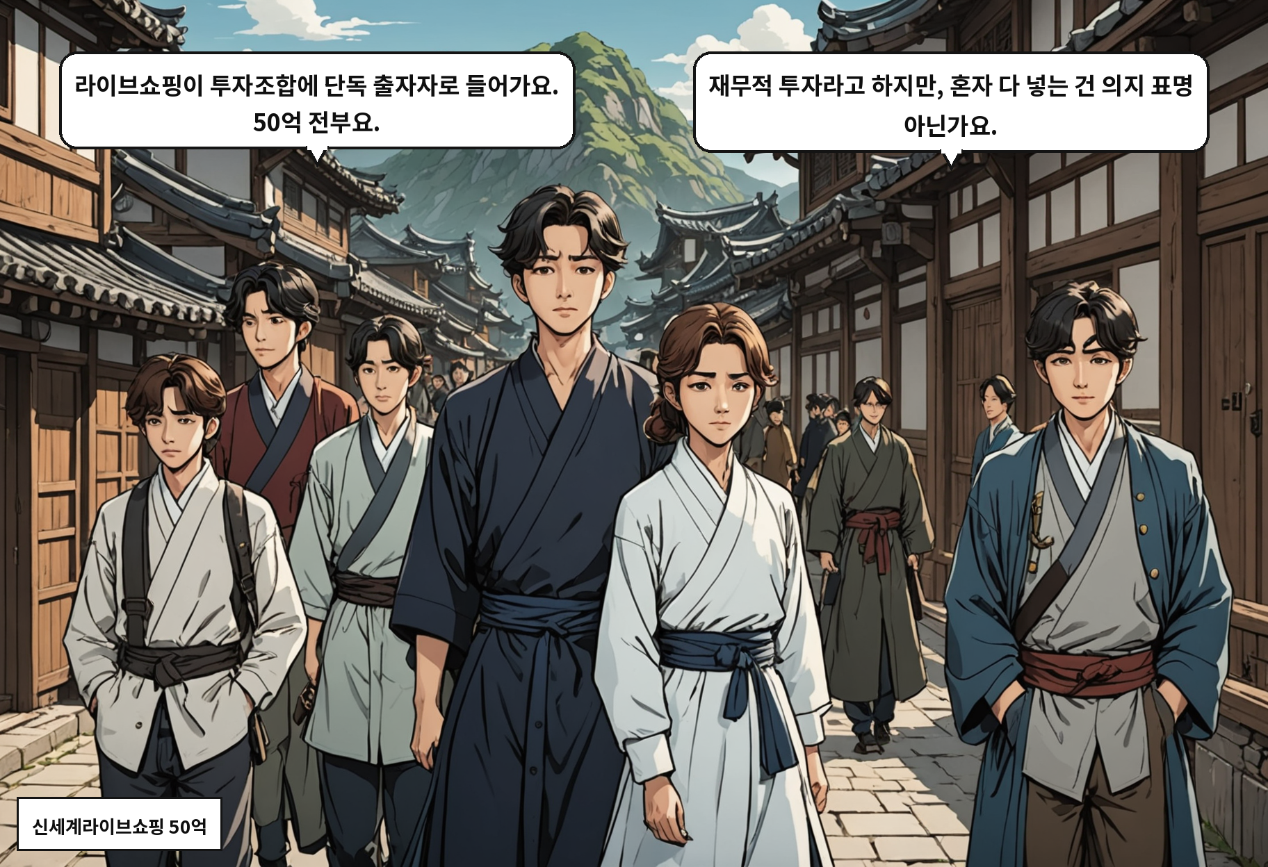 A: 라이브쇼핑이 투자조합에 단독 출자자로 들어가요. 50억 전부요. B: 재무적 투자라고 하지만, 혼자 다 넣는 건 의지 표명 아닌가요.