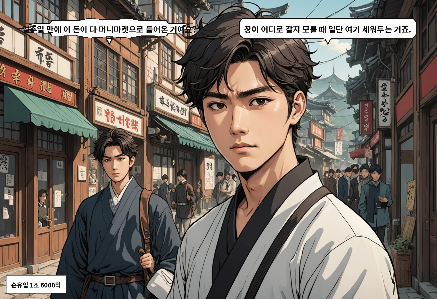 B: 일주일 만에 이 돈이 다 머니마켓으로 들어온 거예요? A: 장이 어디로 갈지 모를 때 일단 여기 세워두는 거죠.
