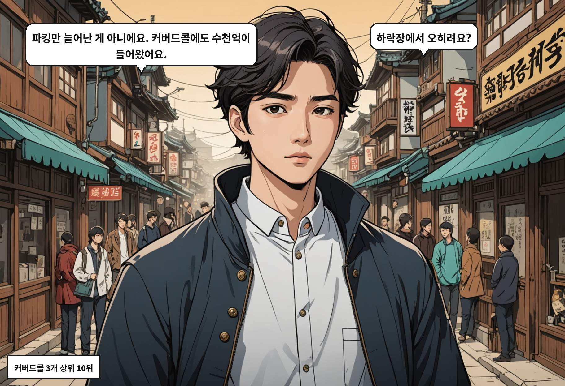 A: 파킹만 늘어난 게 아니에요. 커버드콜에도 수천억이 들어왔어요. B: 하락장에서 오히려요?
