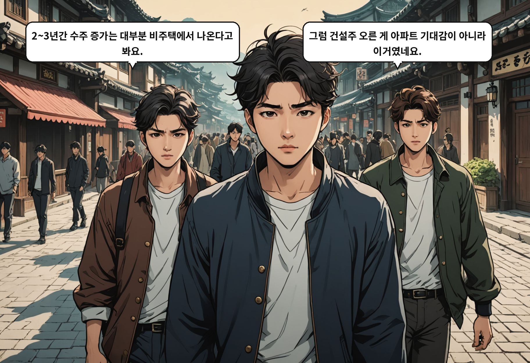 B: 2~3년간 수주 증가는 대부분 비주택에서 나온다고 봐요. A: 그럼 건설주 오른 게 아파트 기대감이 아니라 이거였네요.