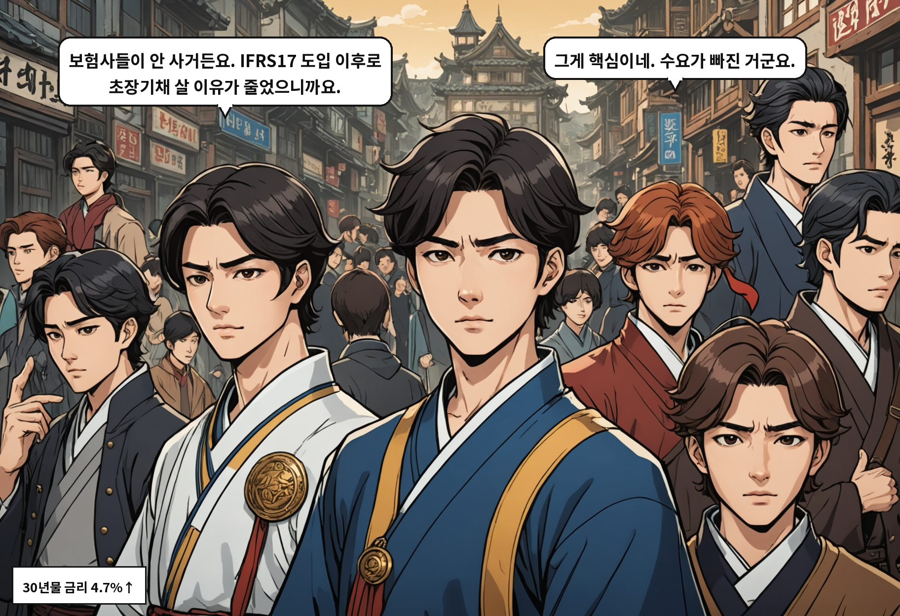 A: 보험사들이 안 사거든요. IFRS17 도입 이후로 초장기채 살 이유가 줄었으니까요. B: 그게 핵심이네. 수요가 빠진 거군요.