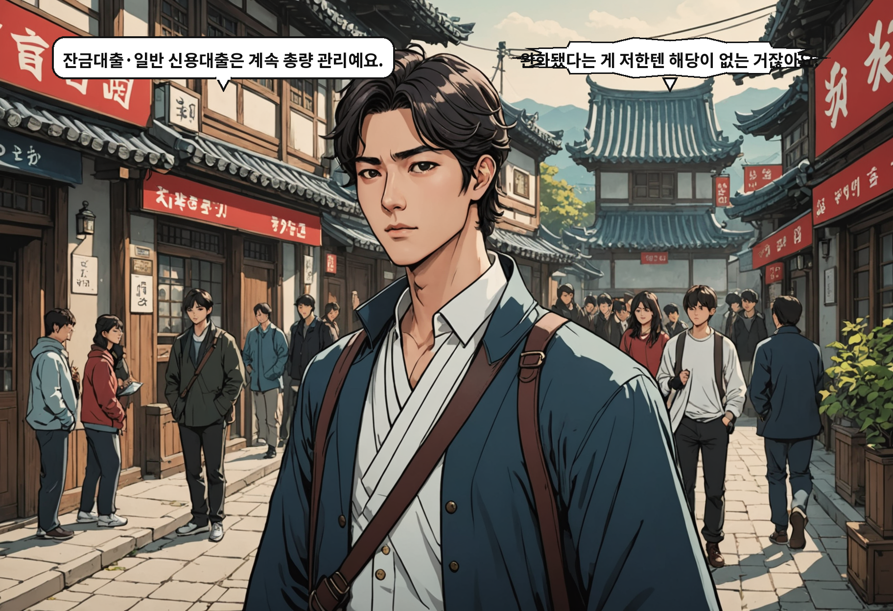 B: 잔금대출·일반 신용대출은 계속 총량 관리예요. A: 완화됐다는 게 저한텐 해당이 없는 거잖아요.