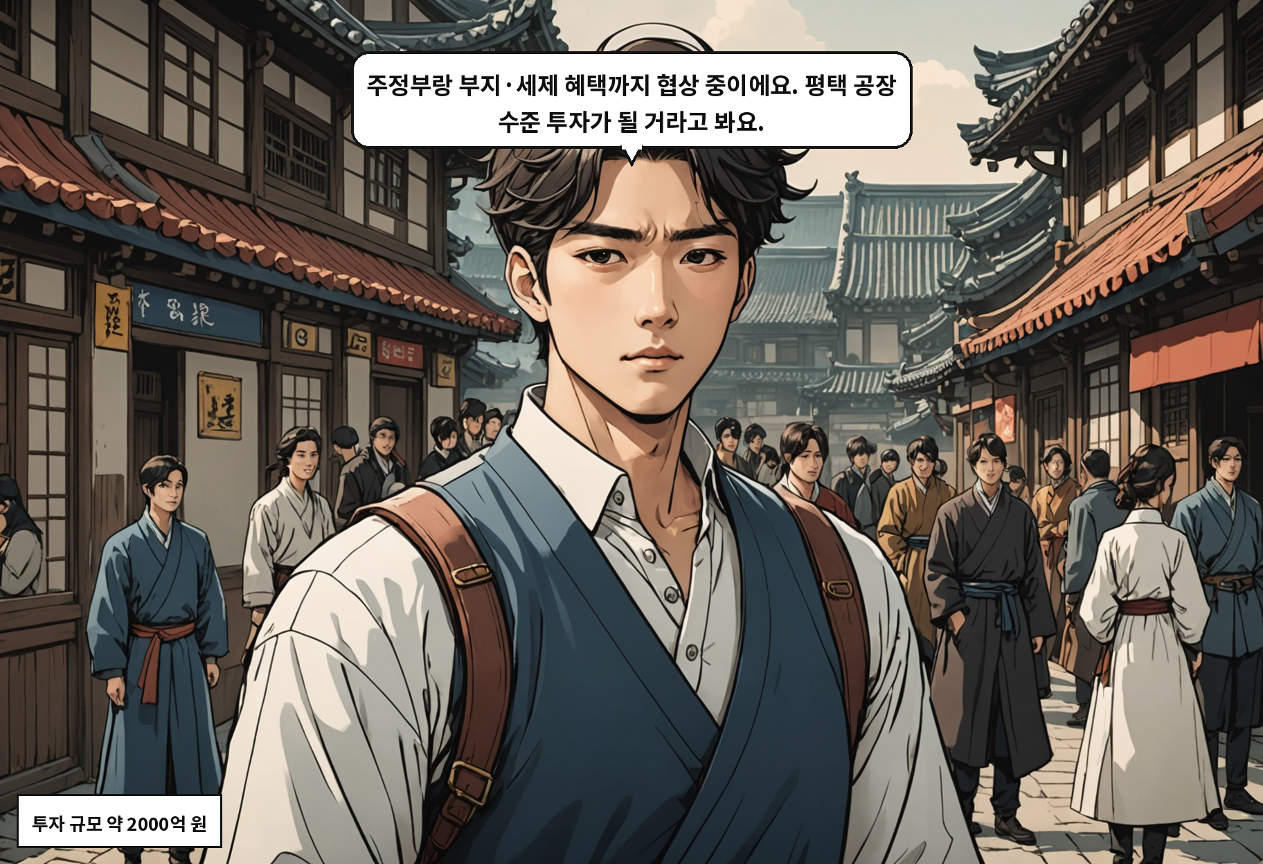 B: 주정부랑 부지·세제 혜택까지 협상 중이에요. 평택 공장 수준 투자가 될 거라고 봐요.