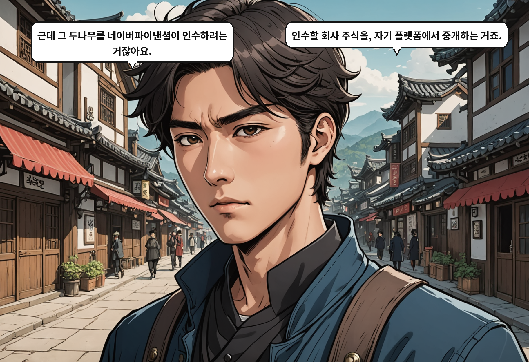 B: 근데 그 두나무를 네이버파이낸셜이 인수하려는 거잖아요. A: 인수할 회사 주식을, 자기 플랫폼에서 중개하는 거죠.
