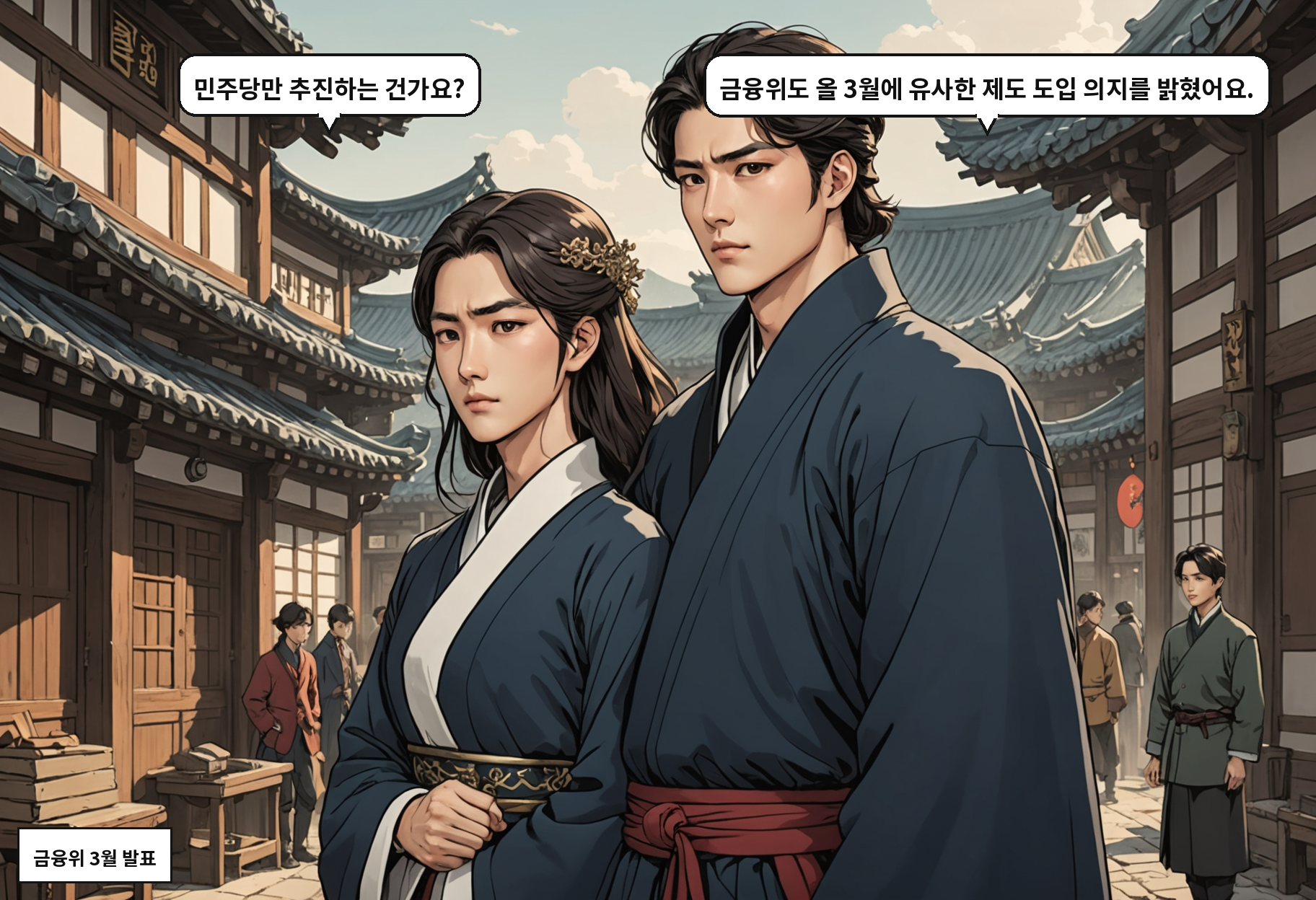 B: 민주당만 추진하는 건가요? A: 금융위도 올 3월에 유사한 제도 도입 의지를 밝혔어요.