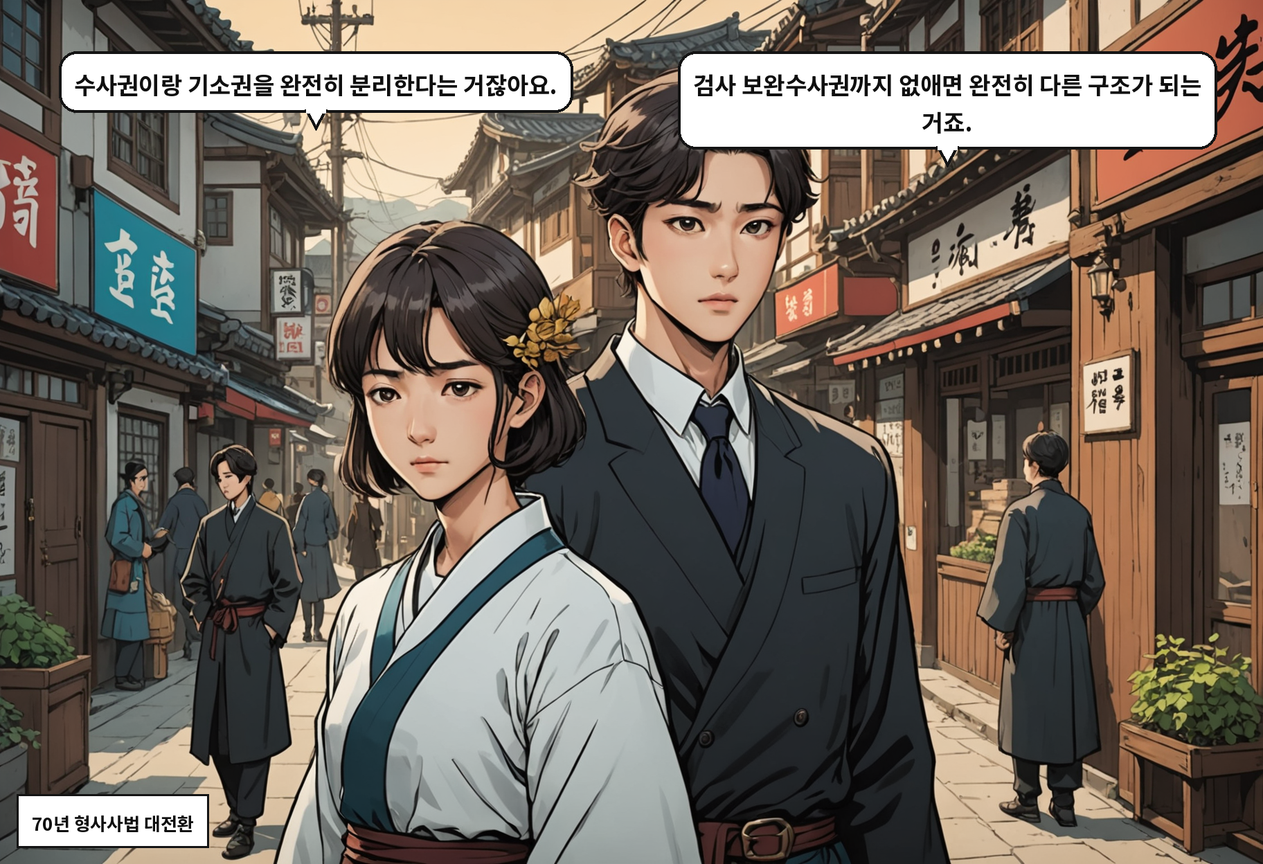 A: 수사권이랑 기소권을 완전히 분리한다는 거잖아요. B: 검사 보완수사권까지 없애면 완전히 다른 구조가 되는 거죠.