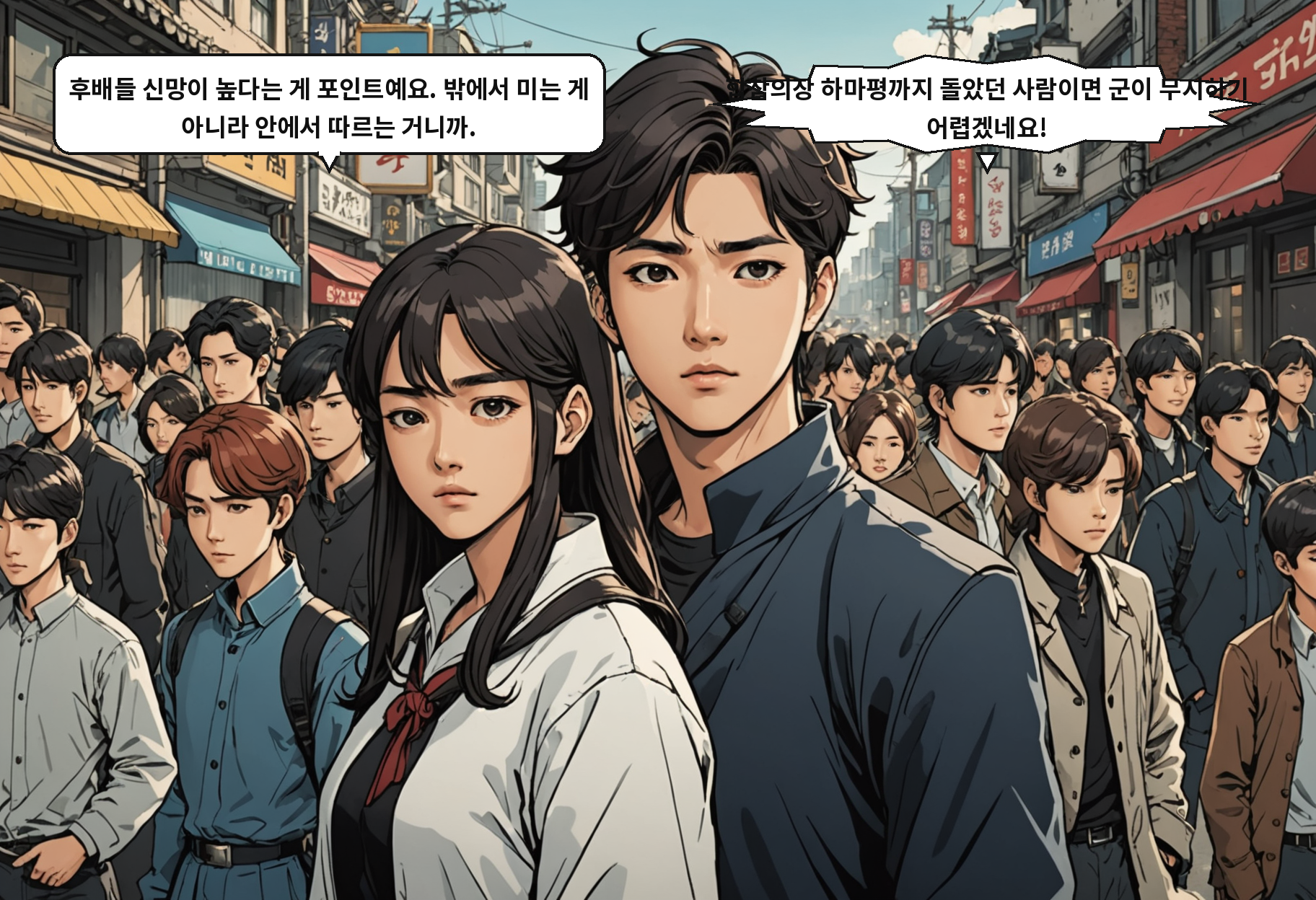 B: 후배들 신망이 높다는 게 포인트예요. 밖에서 미는 게 아니라 안에서 따르는 거니까. A: 합참의장 하마평까지 돌았던 사람이면 군이 무시하기 어렵겠네요!
