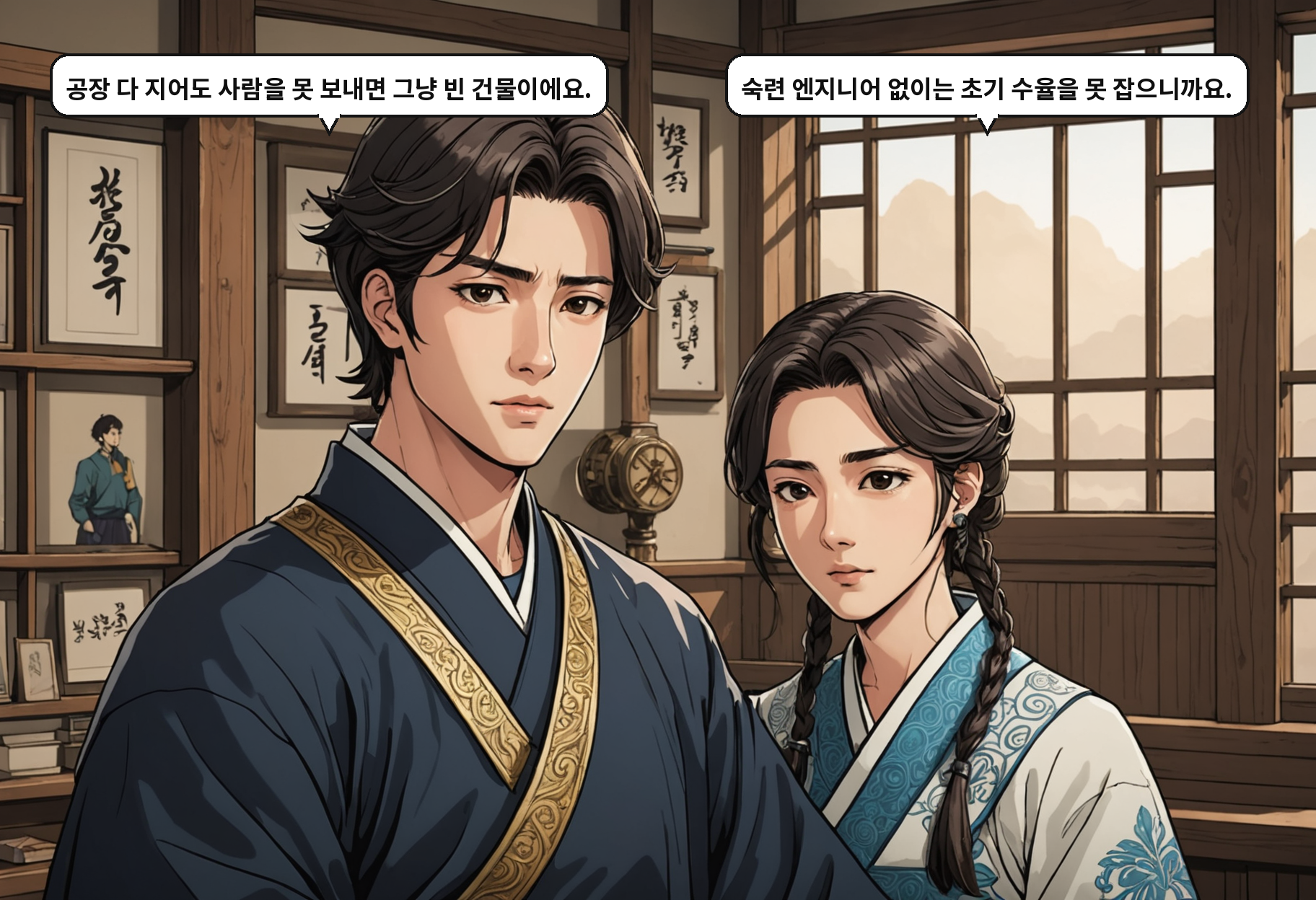 A: 공장 다 지어도 사람을 못 보내면 그냥 빈 건물이에요. B: 숙련 엔지니어 없이는 초기 수율을 못 잡으니까요.