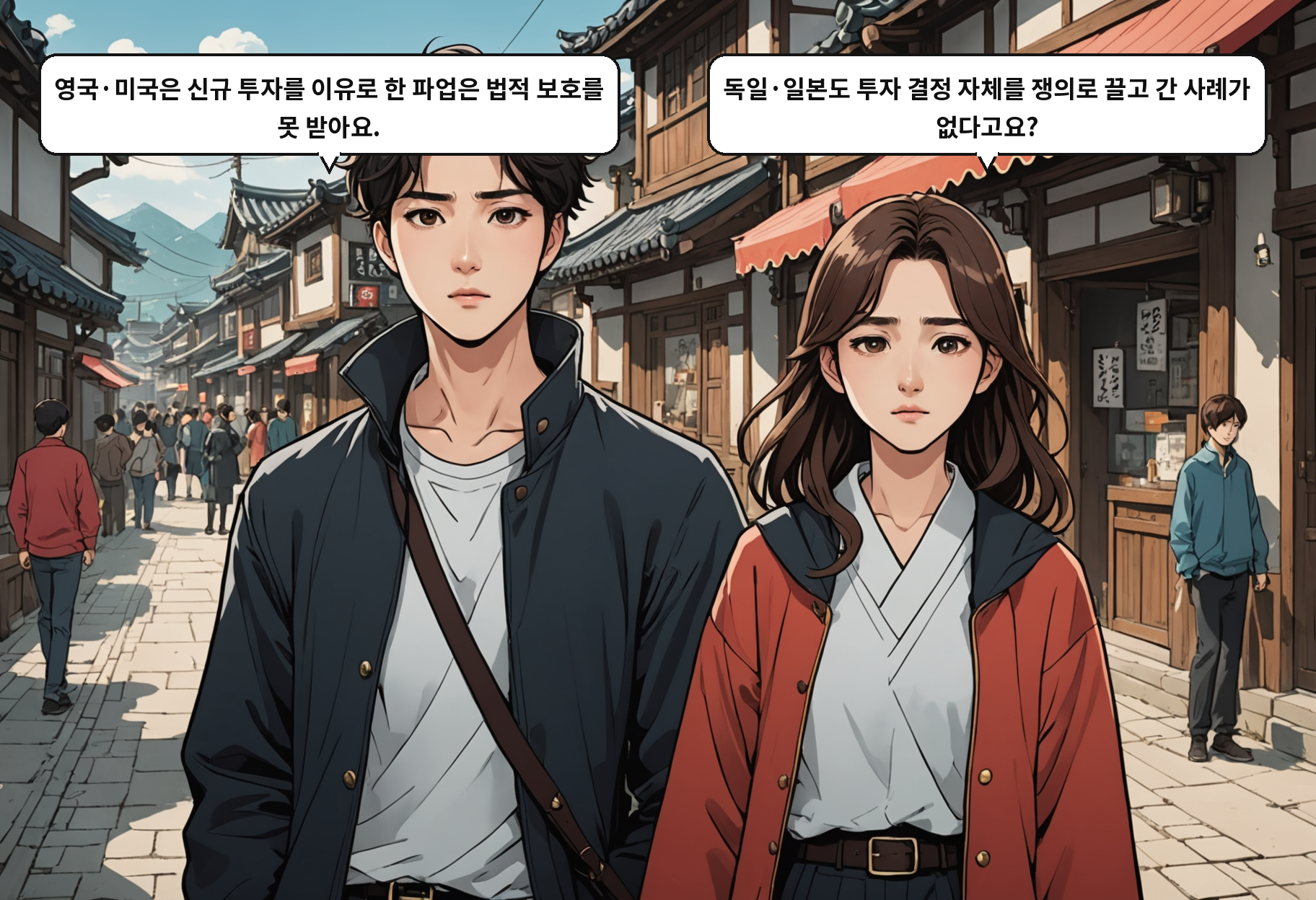 B: 영국·미국은 신규 투자를 이유로 한 파업은 법적 보호를 못 받아요. A: 독일·일본도 투자 결정 자체를 쟁의로 끌고 간 사례가 없다고요?