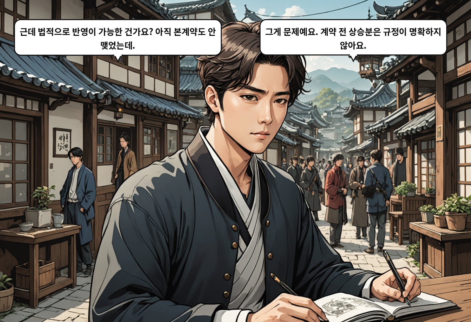 A: 근데 법적으로 반영이 가능한 건가요? 아직 본계약도 안 맺었는데. B: 그게 문제예요. 계약 전 상승분은 규정이 명확하지 않아요.