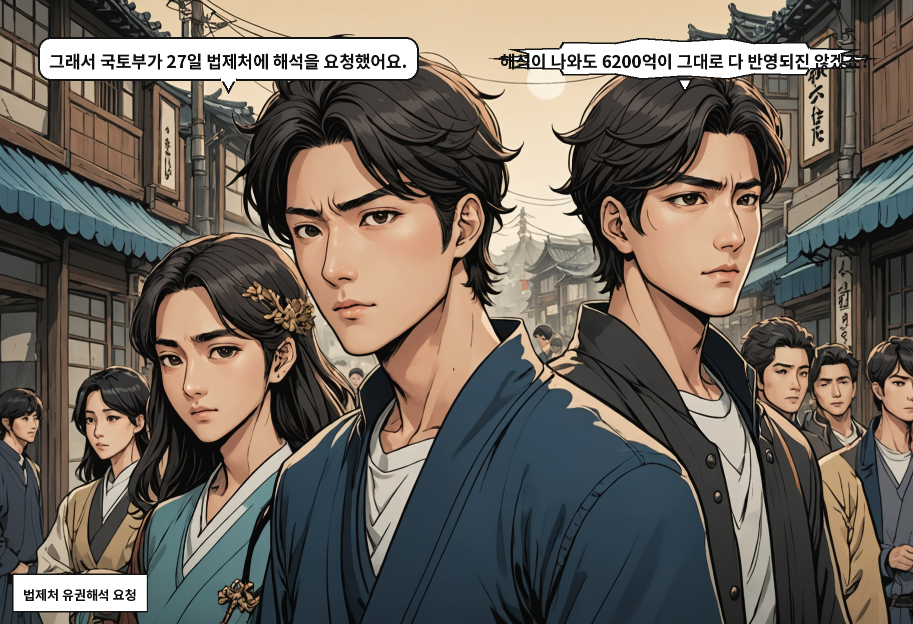B: 그래서 국토부가 27일 법제처에 해석을 요청했어요. A: 해석이 나와도 6200억이 그대로 다 반영되진 않겠죠?