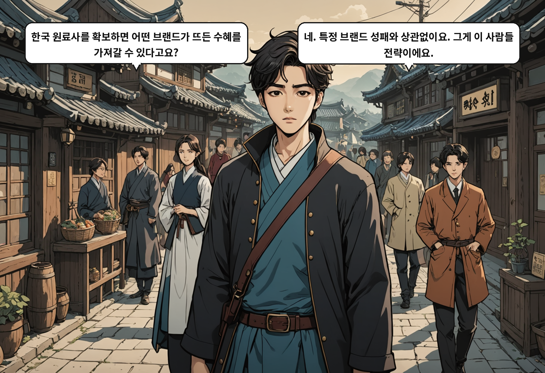 B: 한국 원료사를 확보하면 어떤 브랜드가 뜨든 수혜를 가져갈 수 있다고요? A: 네. 특정 브랜드 성패와 상관없이요. 그게 이 사람들 전략이에요.