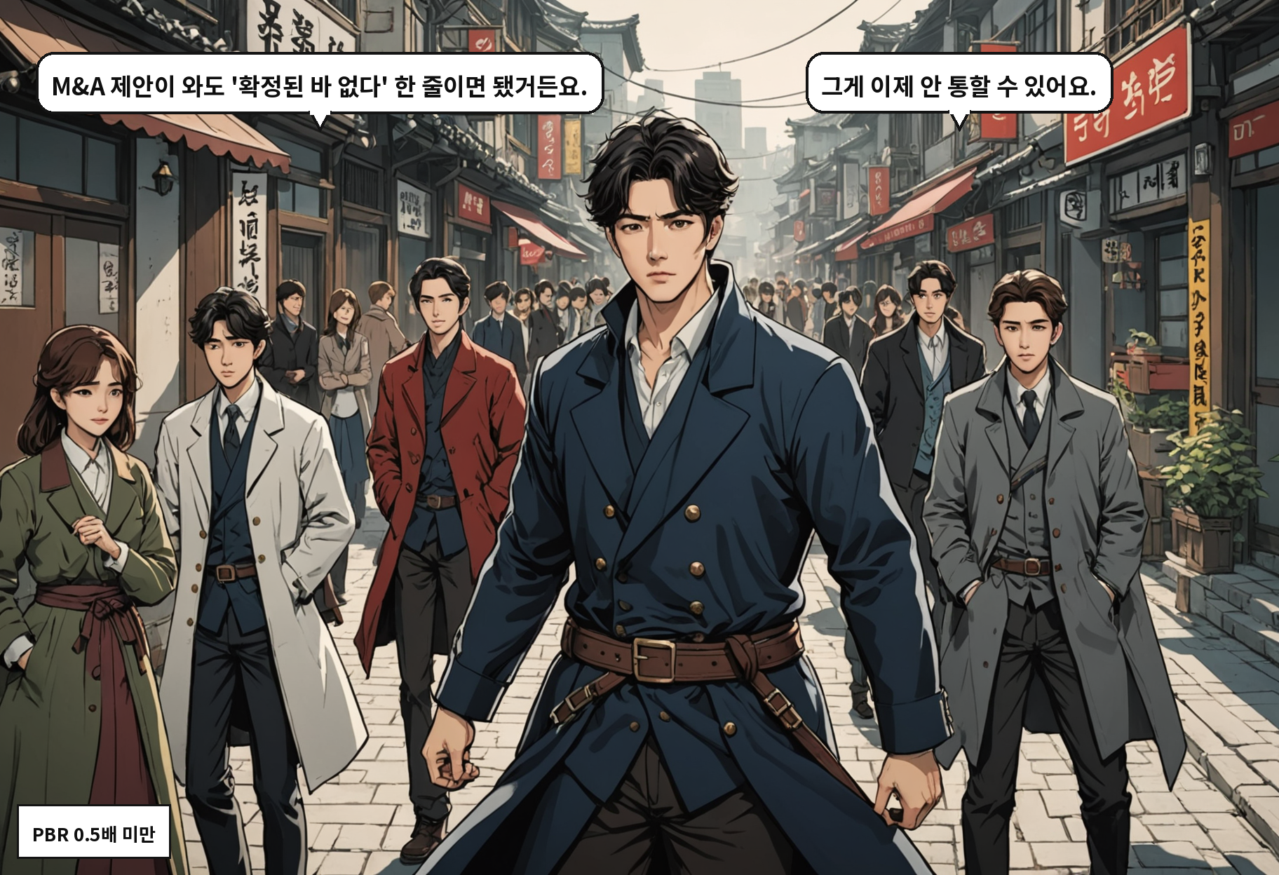 B: M&A 제안이 와도 '확정된 바 없다' 한 줄이면 됐거든요. A: 그게 이제 안 통할 수 있어요.