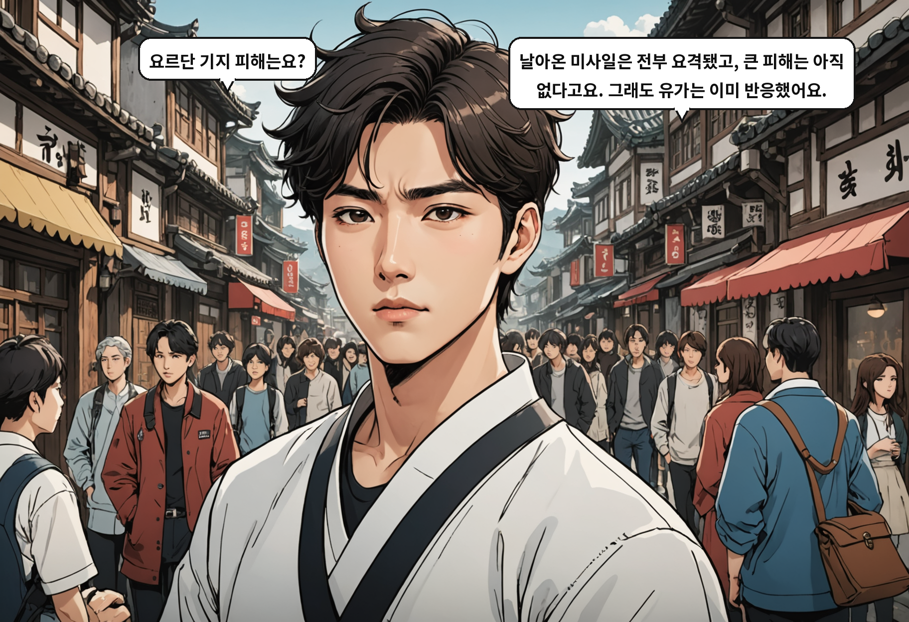 A: 요르단 기지 피해는요? B: 날아온 미사일은 전부 요격됐고, 큰 피해는 아직 없다고요. 그래도 유가는 이미 반응했어요.