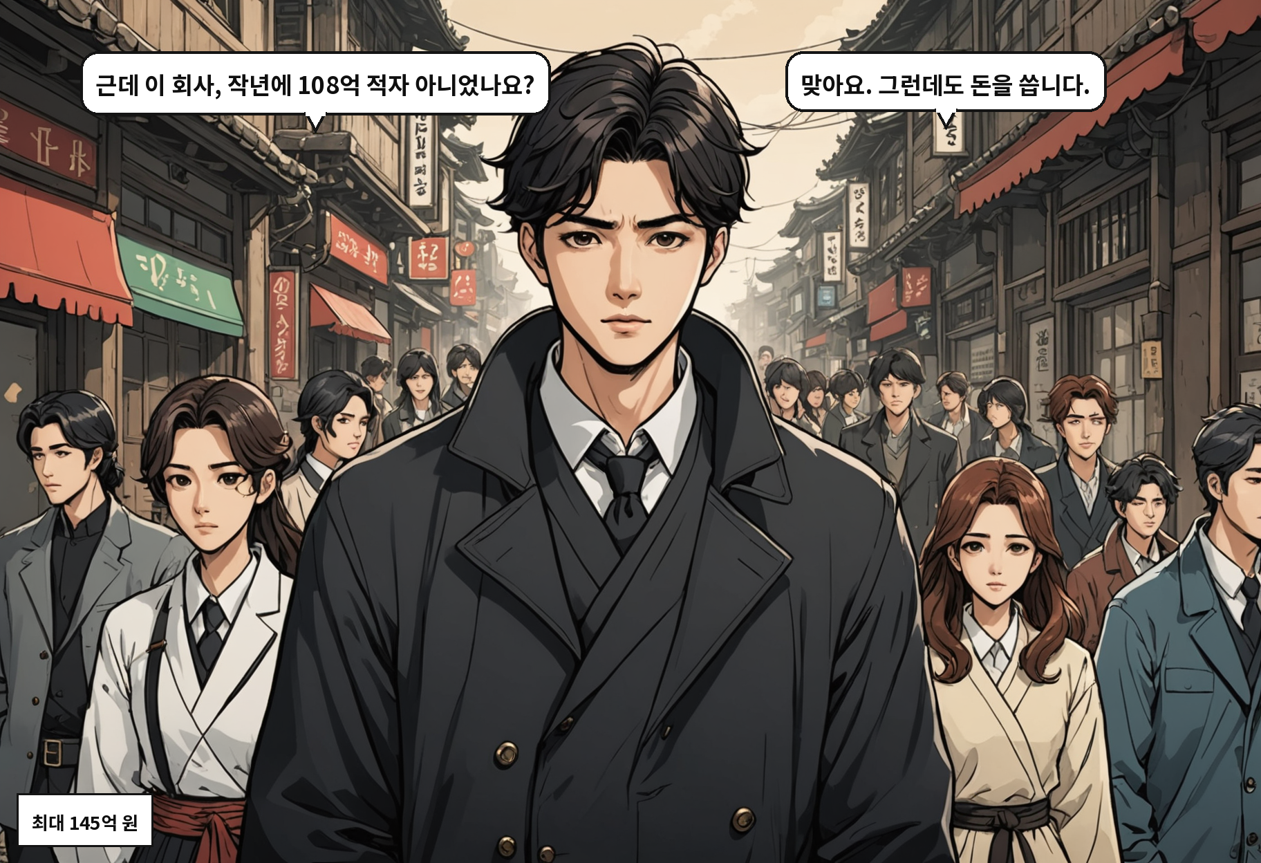 B: 근데 이 회사, 작년에 108억 적자 아니었나요? A: 맞아요. 그런데도 돈을 씁니다.
