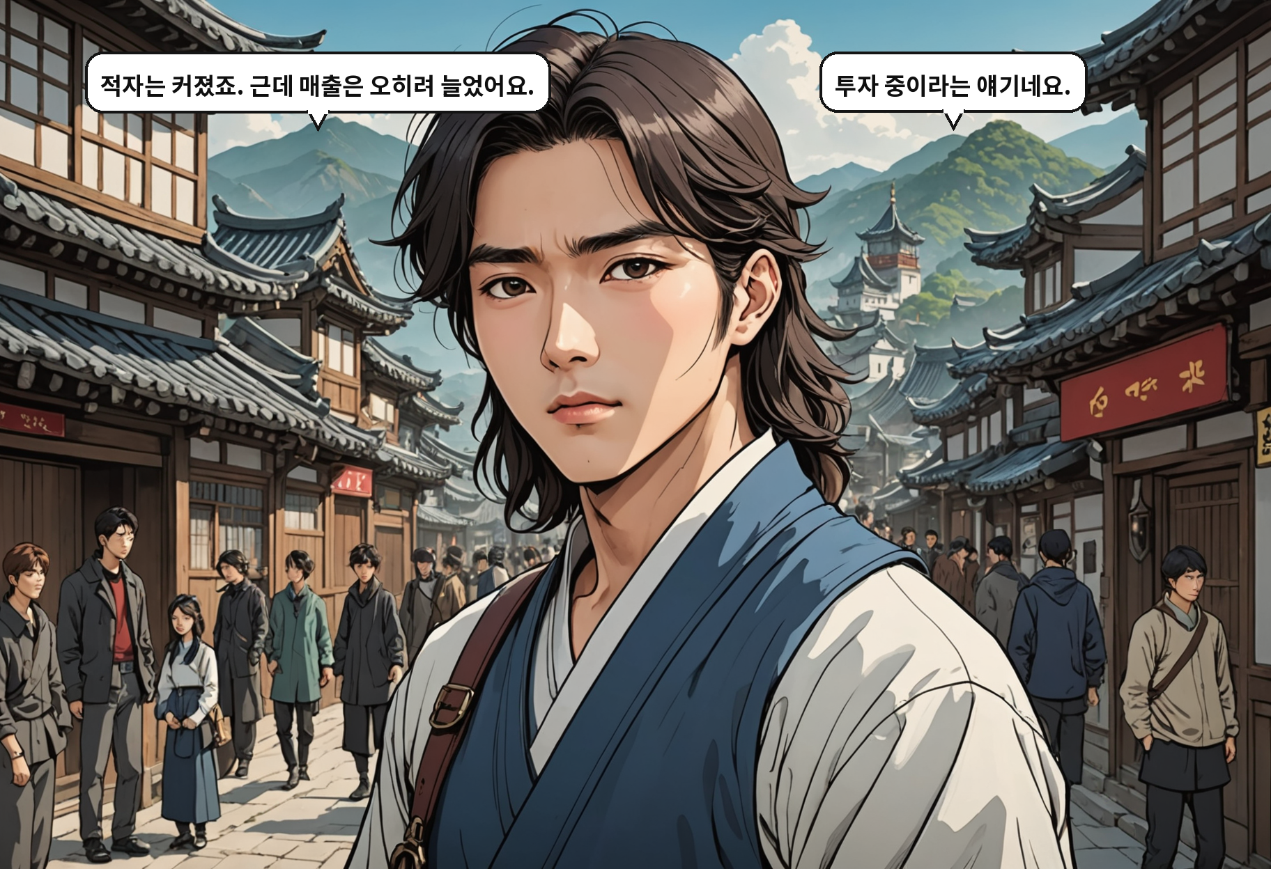 A: 적자는 커졌죠. 근데 매출은 오히려 늘었어요. B: 투자 중이라는 얘기네요.