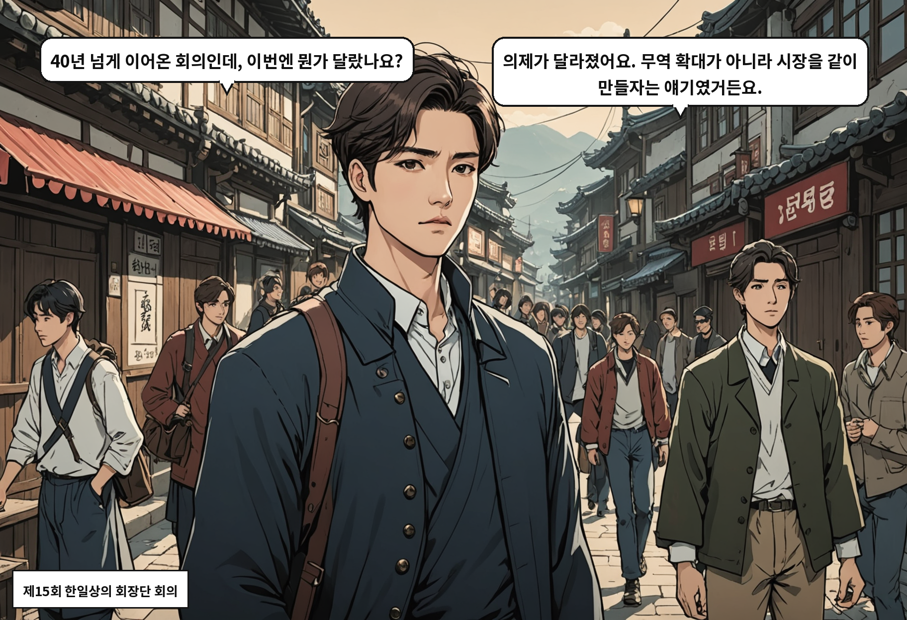 A: 40년 넘게 이어온 회의인데, 이번엔 뭔가 달랐나요? B: 의제가 달라졌어요. 무역 확대가 아니라 시장을 같이 만들자는 얘기였거든요.