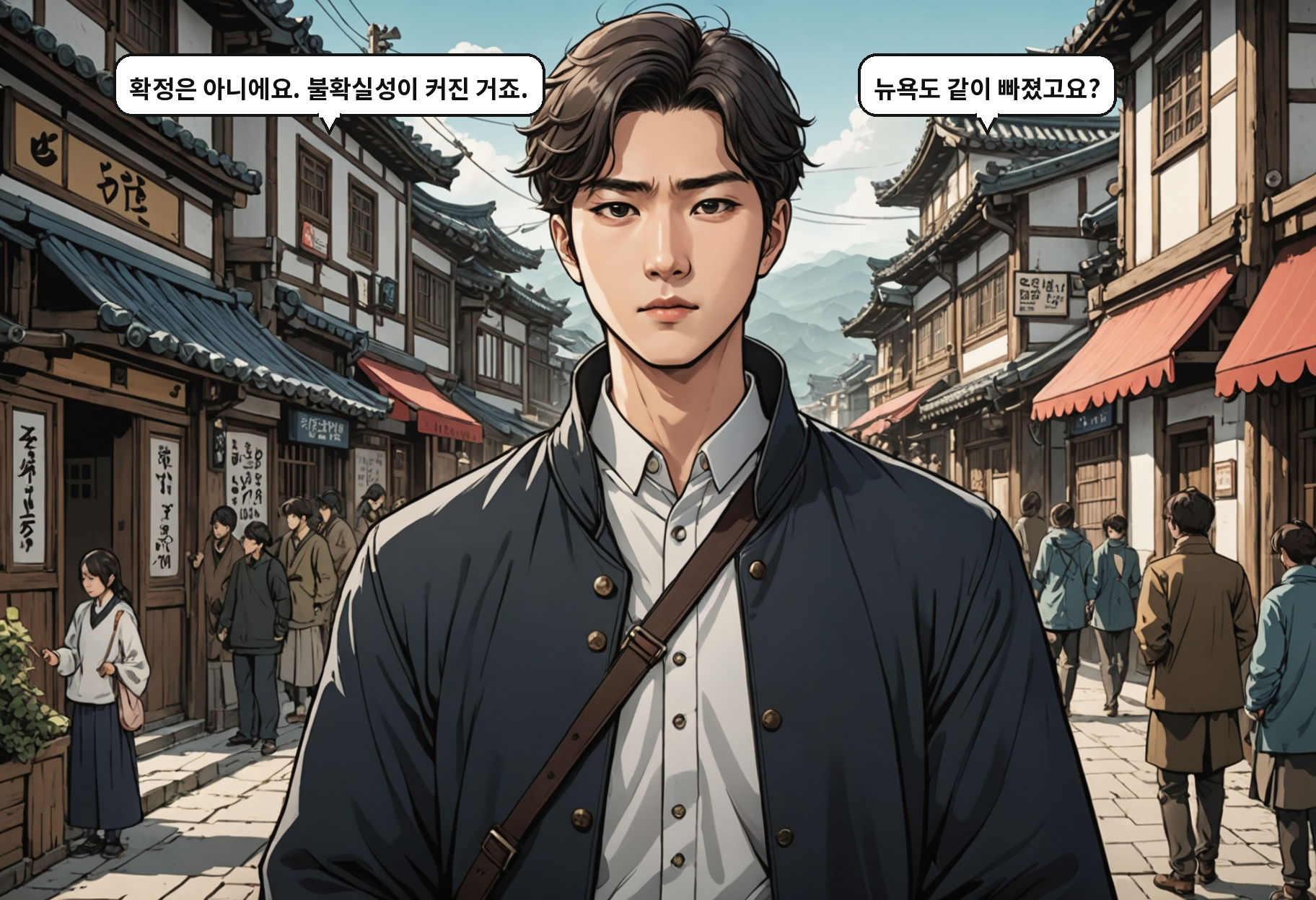 A: 확정은 아니에요. 불확실성이 커진 거죠. B: 뉴욕도 같이 빠졌고요?