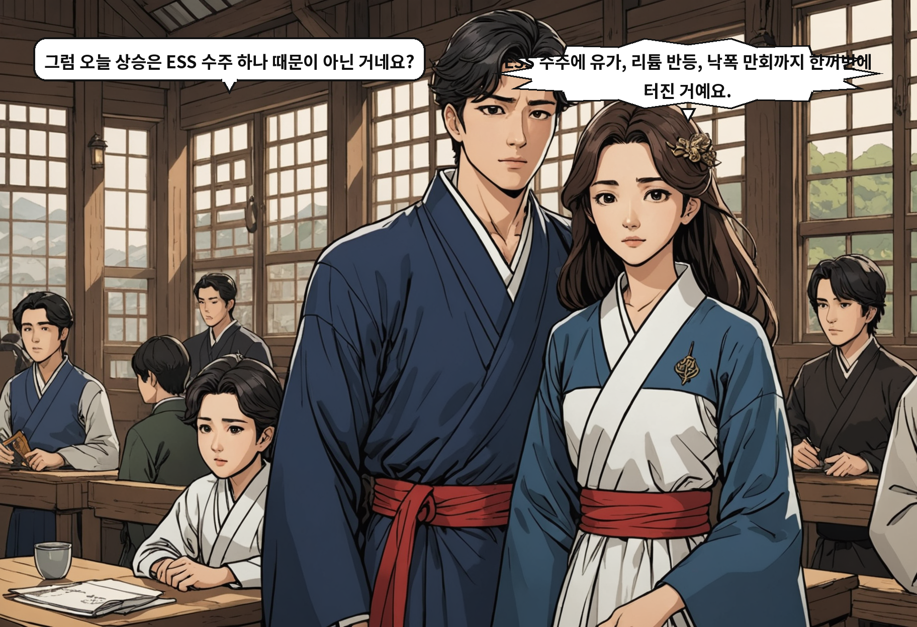 B: 그럼 오늘 상승은 ESS 수주 하나 때문이 아닌 거네요? A: ESS 수주에 유가, 리튬 반등, 낙폭 만회까지 한꺼번에 터진 거예요.