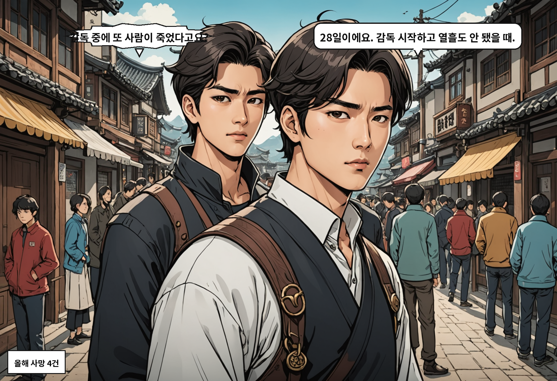 B: 감독 중에 또 사람이 죽었다고요? A: 28일이에요. 감독 시작하고 열흘도 안 됐을 때.