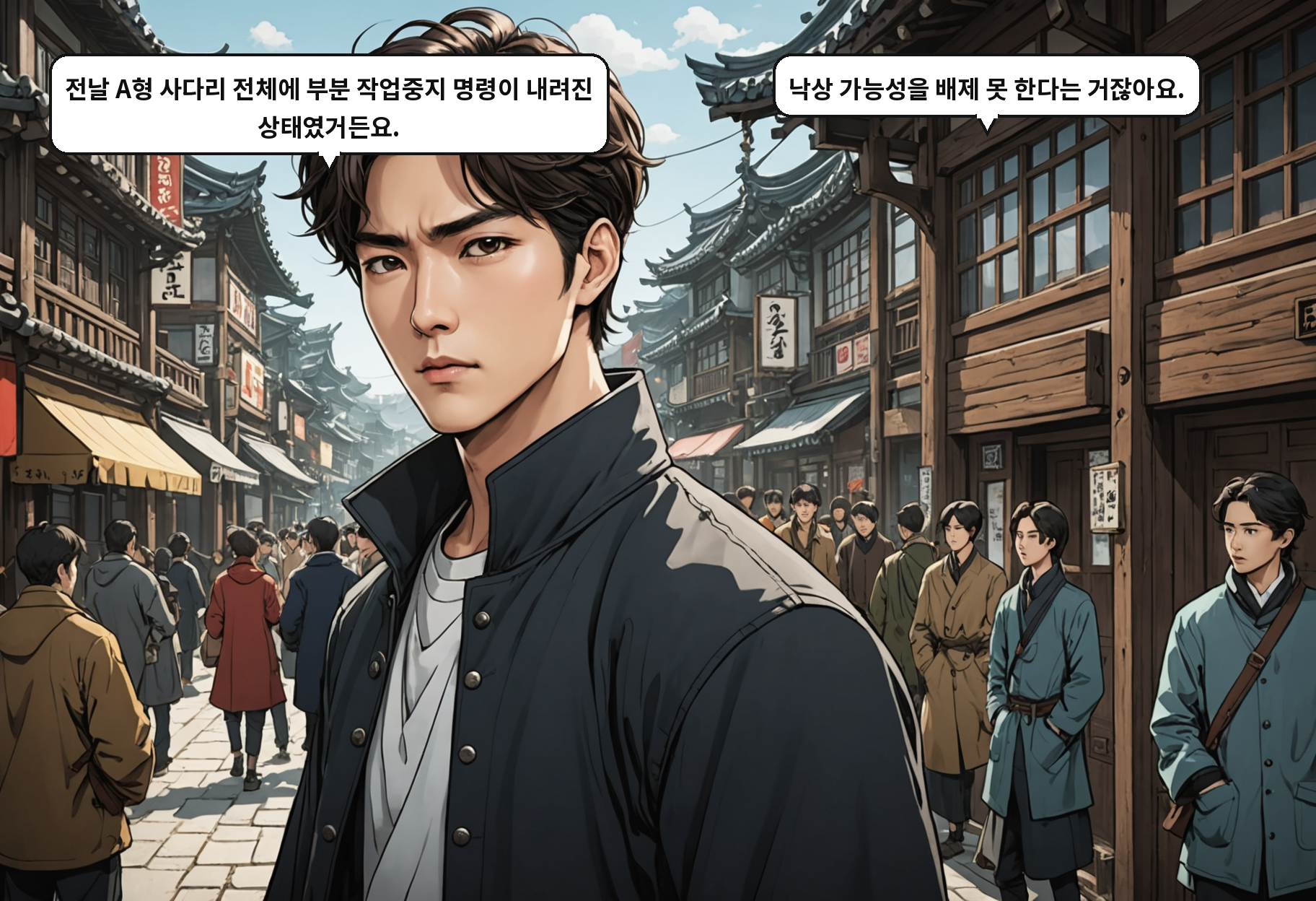 A: 전날 A형 사다리 전체에 부분 작업중지 명령이 내려진 상태였거든요. B: 낙상 가능성을 배제 못 한다는 거잖아요.