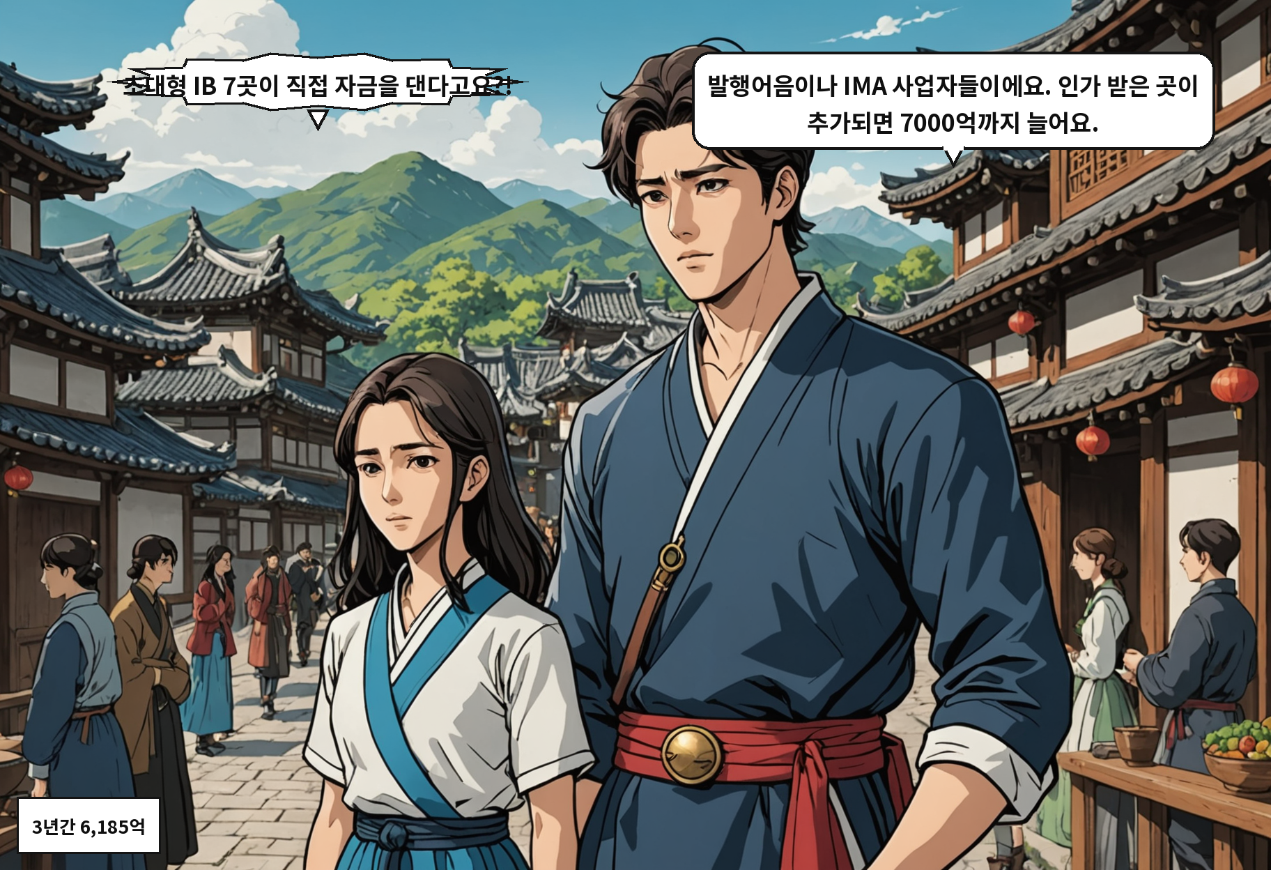 B: 초대형 IB 7곳이 직접 자금을 댄다고요?! A: 발행어음이나 IMA 사업자들이에요. 인가 받은 곳이 추가되면 7000억까지 늘어요.
