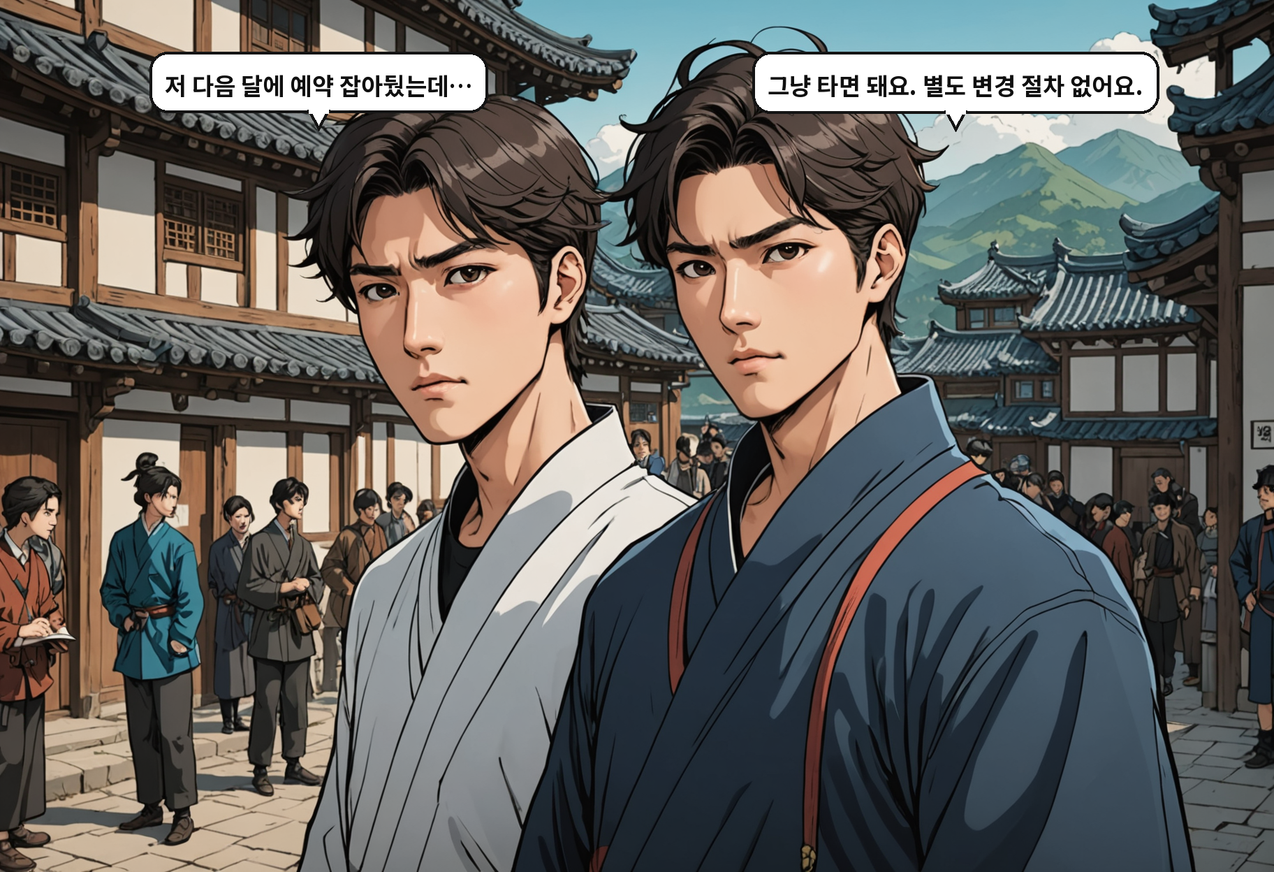 A: 저 다음 달에 예약 잡아뒀는데… B: 그냥 타면 돼요. 별도 변경 절차 없어요.