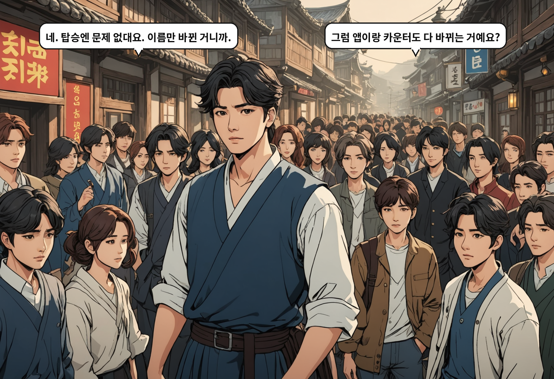 B: 네. 탑승엔 문제 없대요. 이름만 바뀐 거니까. A: 그럼 앱이랑 카운터도 다 바뀌는 거예요?