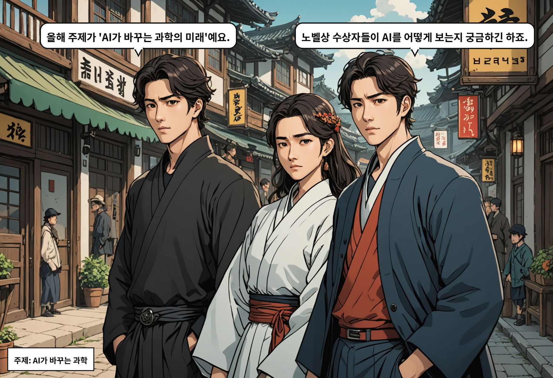 A: 올해 주제가 'AI가 바꾸는 과학의 미래'예요. B: 노벨상 수상자들이 AI를 어떻게 보는지 궁금하긴 하죠.