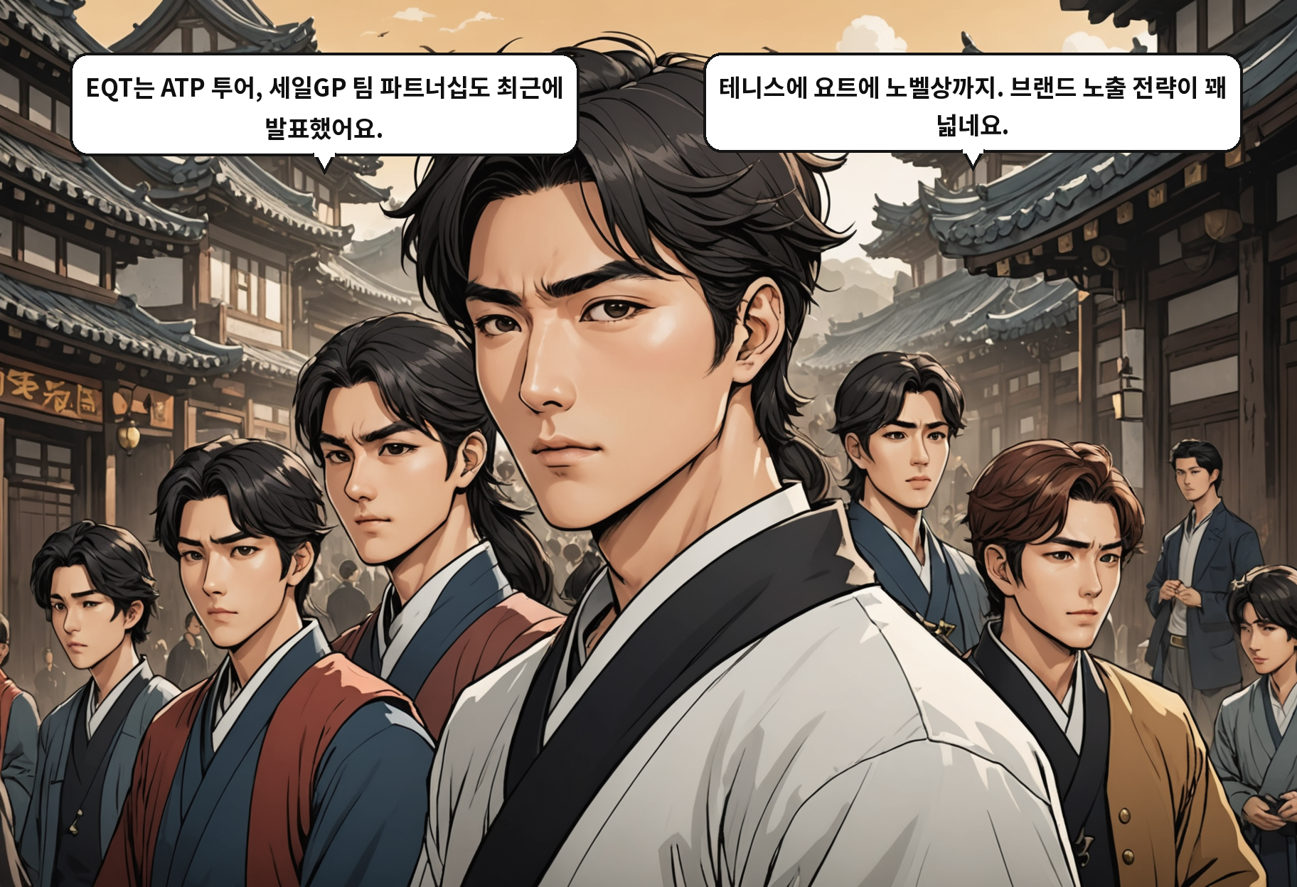 A: EQT는 ATP 투어, 세일GP 팀 파트너십도 최근에 발표했어요. B: 테니스에 요트에 노벨상까지. 브랜드 노출 전략이 꽤 넓네요.