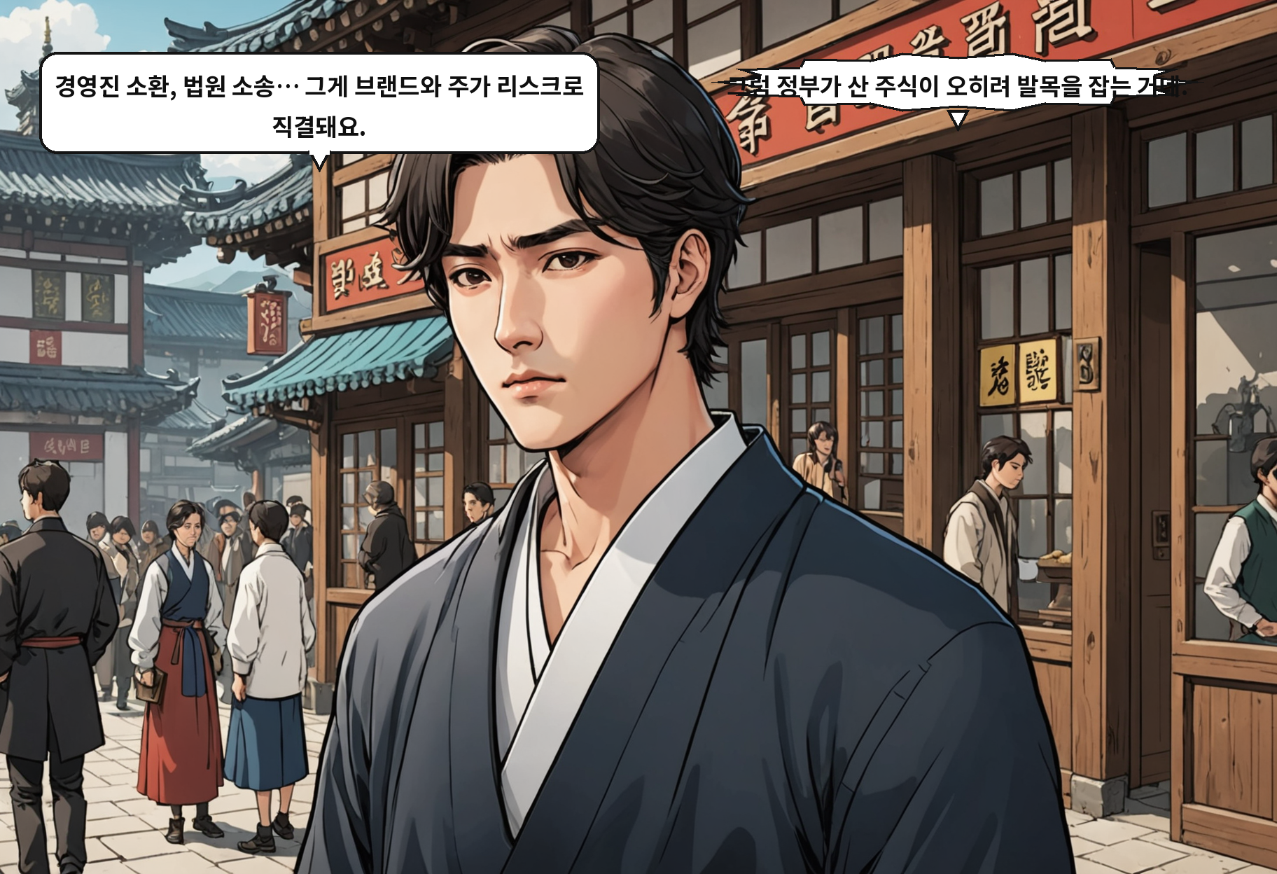 A: 경영진 소환, 법원 소송… 그게 브랜드와 주가 리스크로 직결돼요. B: 그럼 정부가 산 주식이 오히려 발목을 잡는 거네.