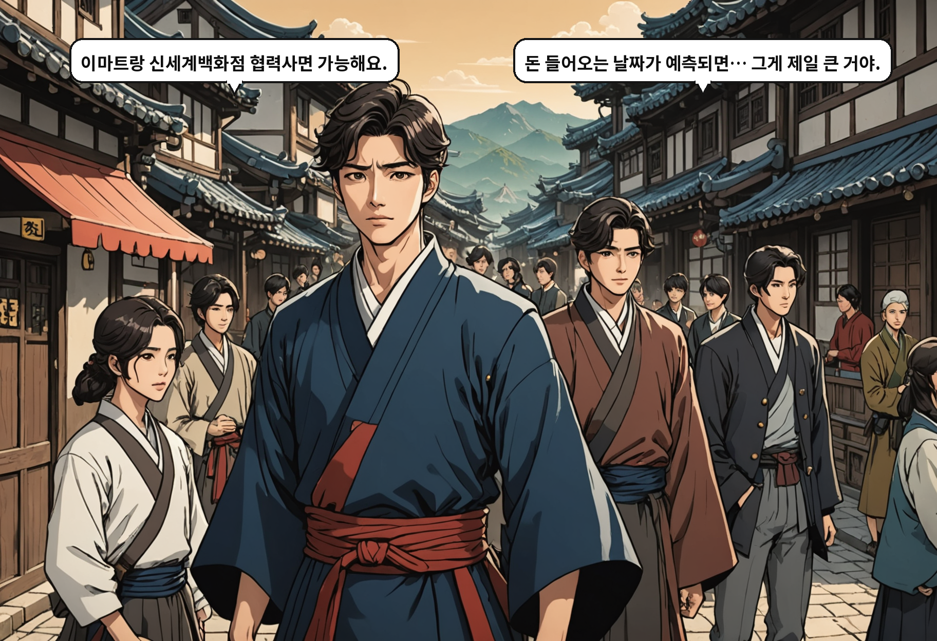 A: 이마트랑 신세계백화점 협력사면 가능해요. B: 돈 들어오는 날짜가 예측되면… 그게 제일 큰 거야.