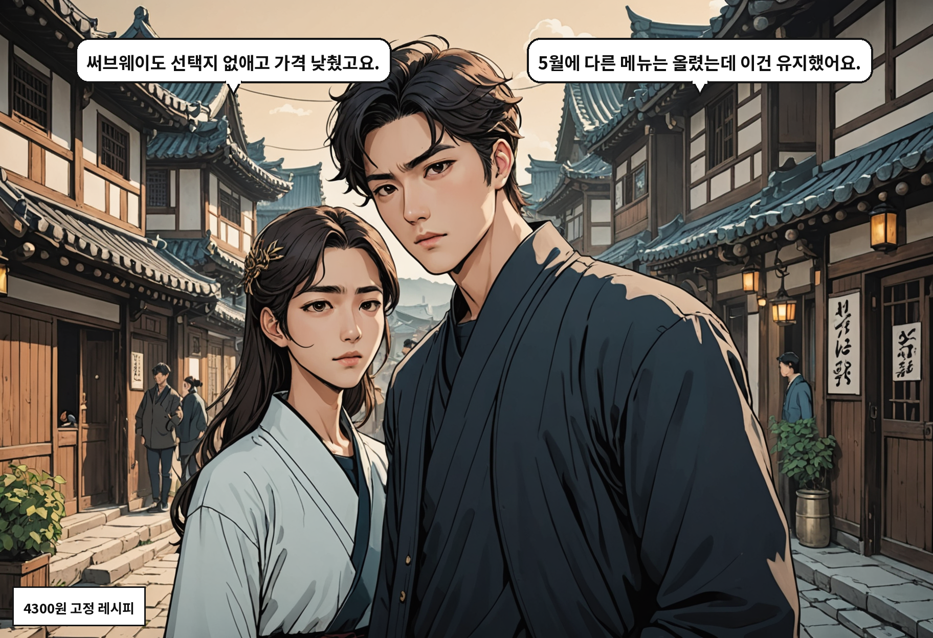 A: 써브웨이도 선택지 없애고 가격 낮췄고요. B: 5월에 다른 메뉴는 올렸는데 이건 유지했어요.