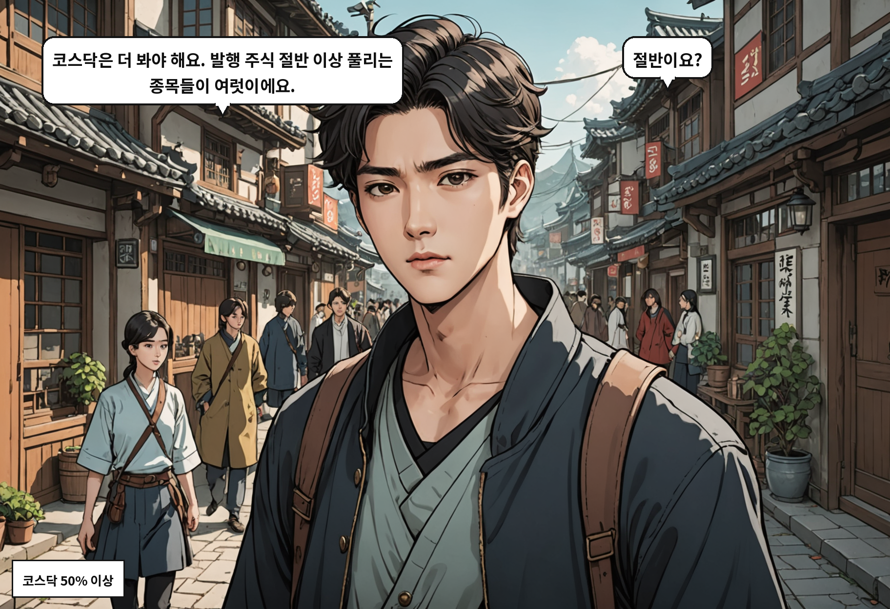 A: 코스닥은 더 봐야 해요. 발행 주식 절반 이상 풀리는 종목들이 여럿이에요. B: 절반이요?