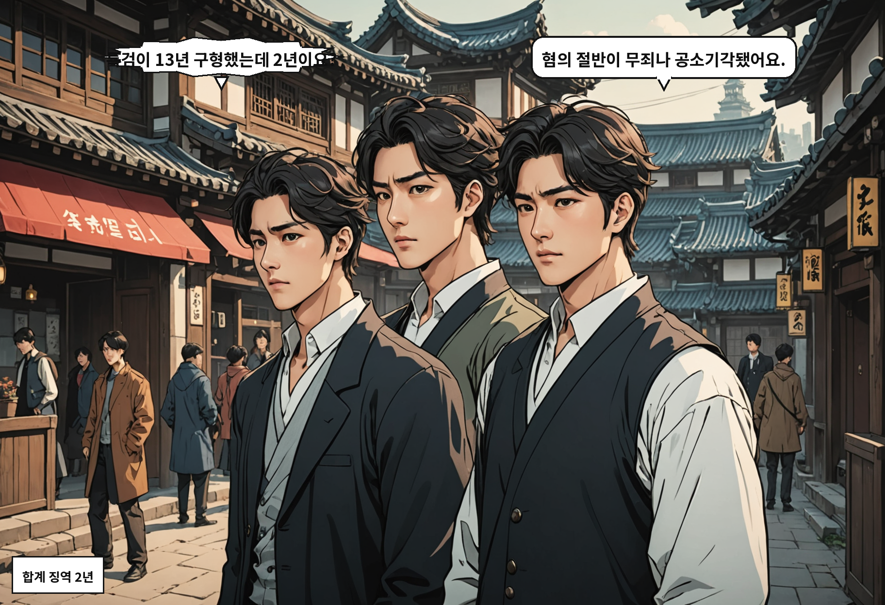 A: 특검이 13년 구형했는데 2년이요? B: 혐의 절반이 무죄나 공소기각됐어요.