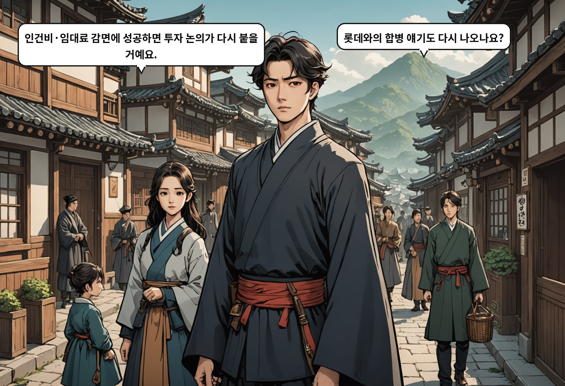B: 인건비·임대료 감면에 성공하면 투자 논의가 다시 붙을 거예요. A: 롯데와의 합병 얘기도 다시 나오나요?