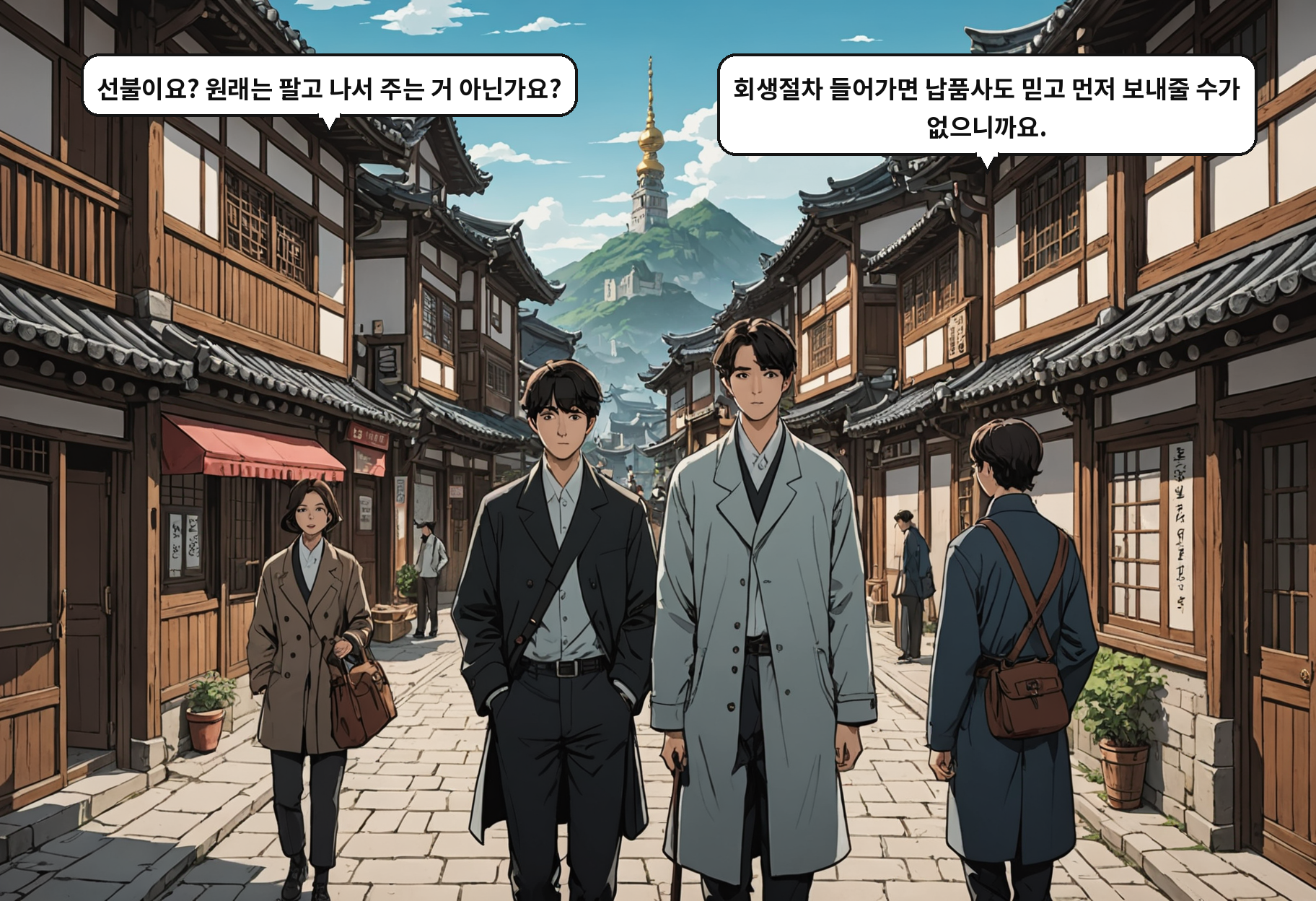 A: 선불이요? 원래는 팔고 나서 주는 거 아닌가요? B: 회생절차 들어가면 납품사도 믿고 먼저 보내줄 수가 없으니까요.