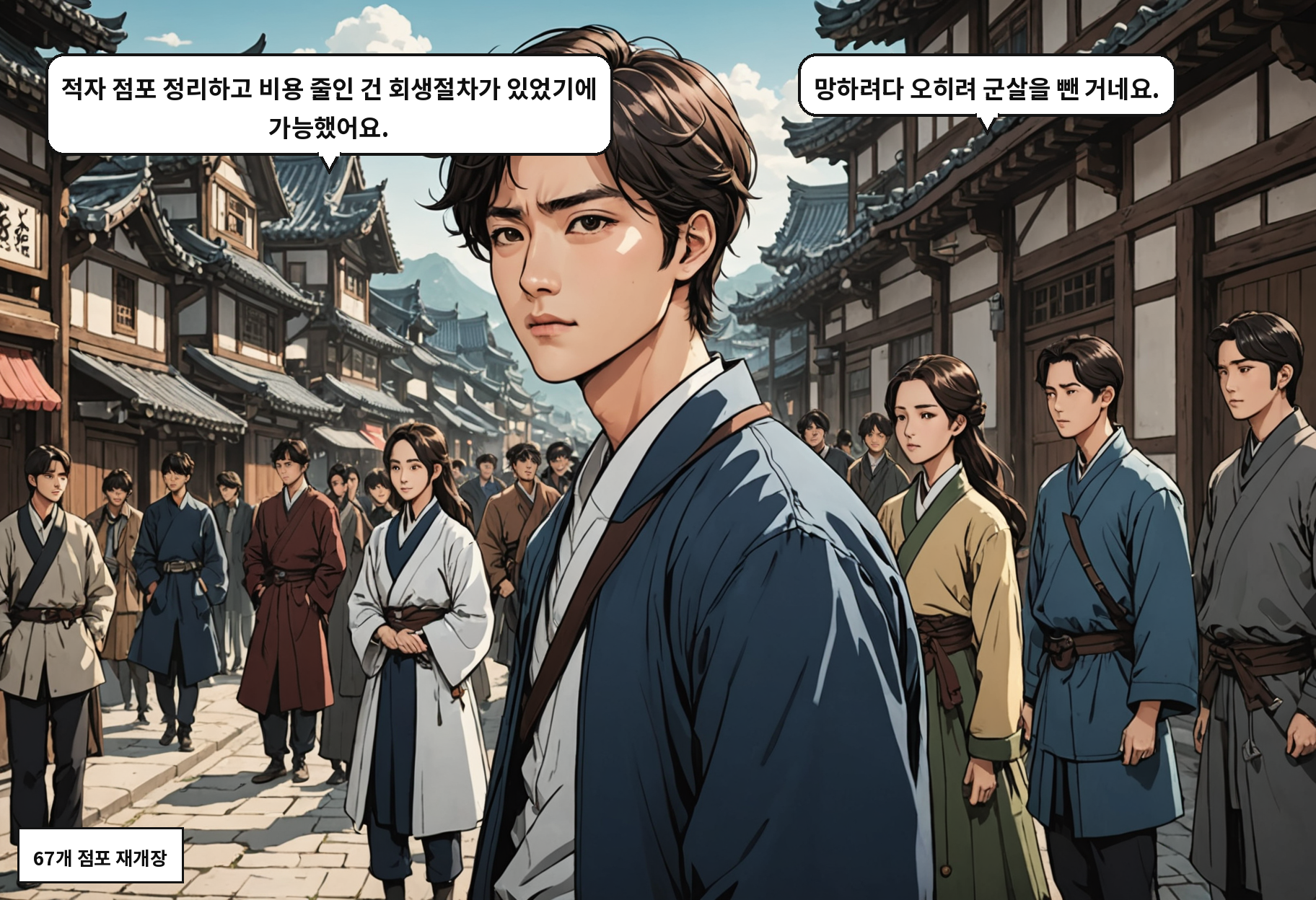 B: 적자 점포 정리하고 비용 줄인 건 회생절차가 있었기에 가능했어요. A: 망하려다 오히려 군살을 뺀 거네요.