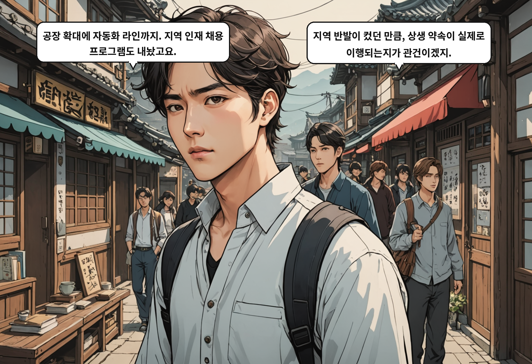 A: 공장 확대에 자동화 라인까지. 지역 인재 채용 프로그램도 내놨고요. B: 지역 반발이 컸던 만큼, 상생 약속이 실제로 이행되는지가 관건이겠지.