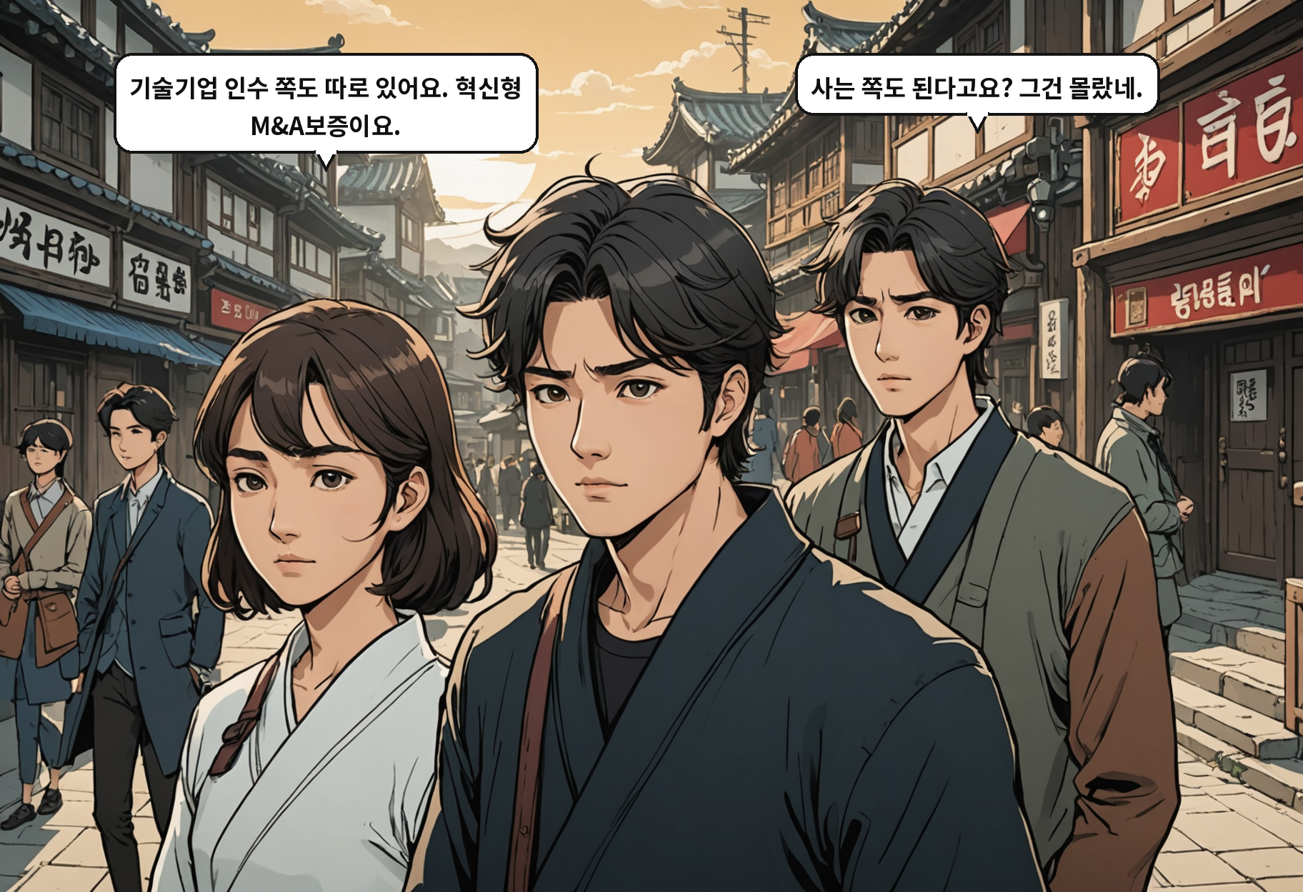 B: 기술기업 인수 쪽도 따로 있어요. 혁신형 M&A보증이요. A: 사는 쪽도 된다고요? 그건 몰랐네.