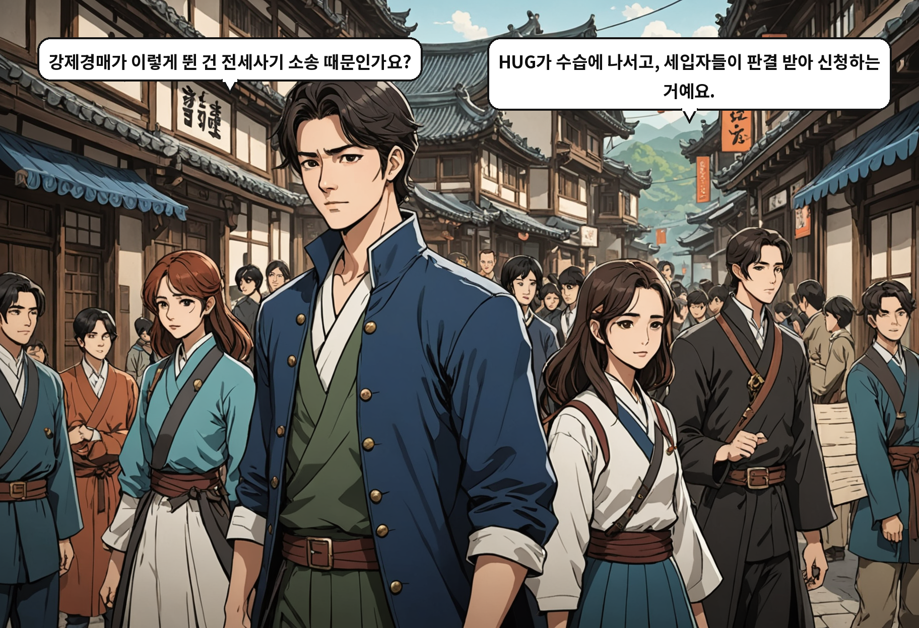 A: 강제경매가 이렇게 뛴 건 전세사기 소송 때문인가요? B: HUG가 수습에 나서고, 세입자들이 판결 받아 신청하는 거예요.