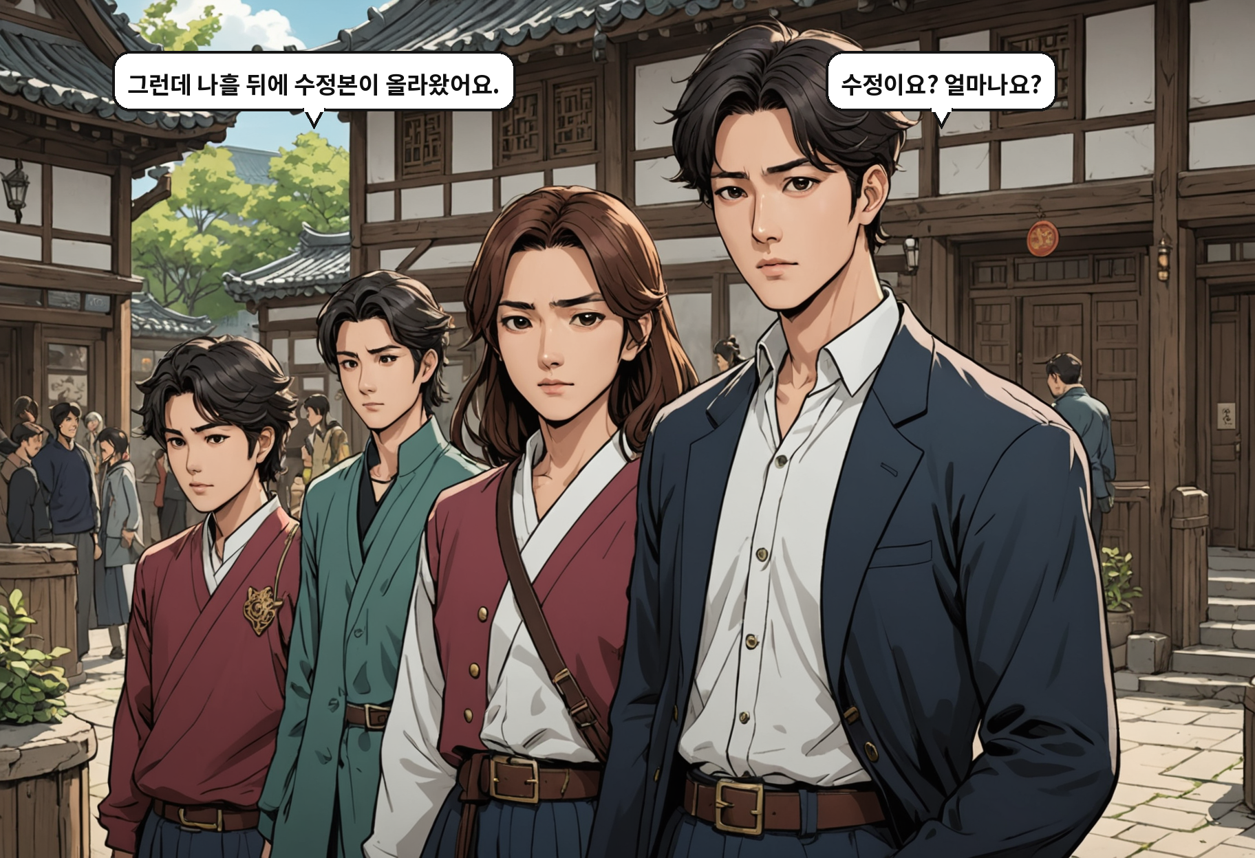 B: 그런데 나흘 뒤에 수정본이 올라왔어요. A: 수정이요? 얼마나요?
