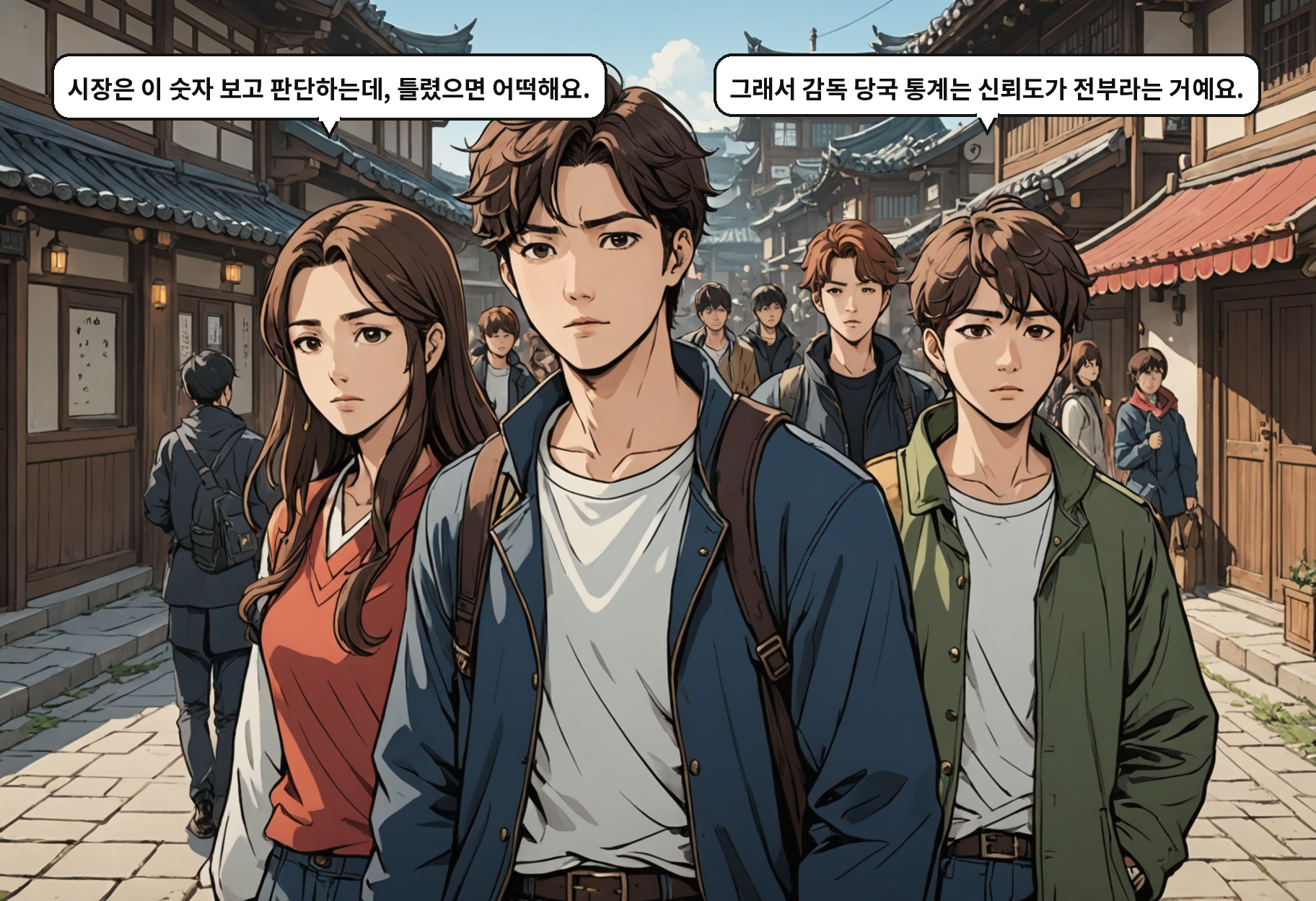 A: 시장은 이 숫자 보고 판단하는데, 틀렸으면 어떡해요. B: 그래서 감독 당국 통계는 신뢰도가 전부라는 거예요.
