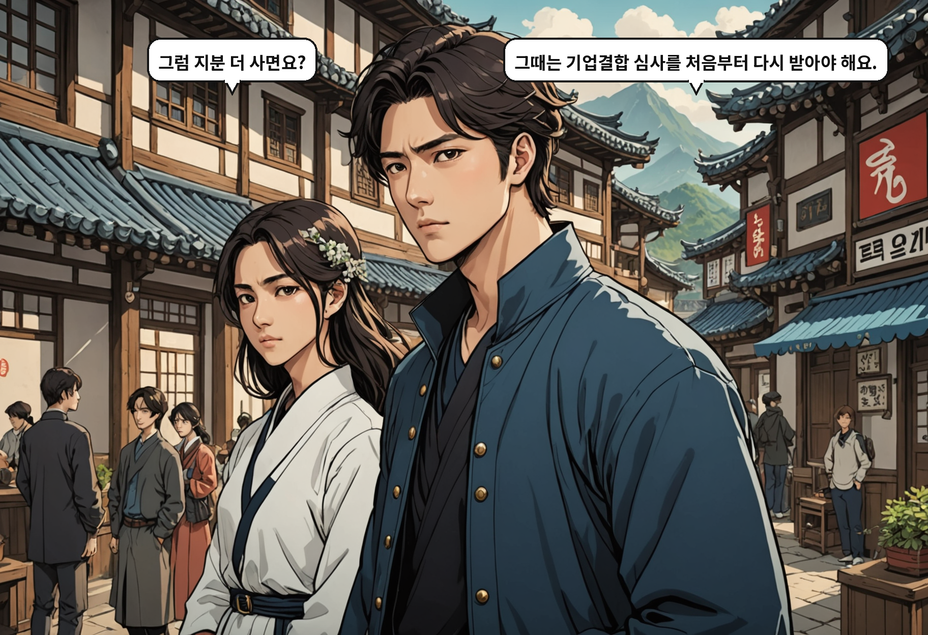 A: 그럼 지분 더 사면요? B: 그때는 기업결합 심사를 처음부터 다시 받아야 해요.
