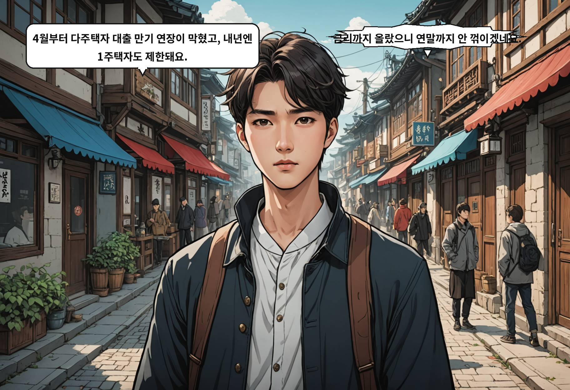 B: 4월부터 다주택자 대출 만기 연장이 막혔고, 내년엔 1주택자도 제한돼요. A: 금리까지 올랐으니 연말까지 안 꺾이겠네요.