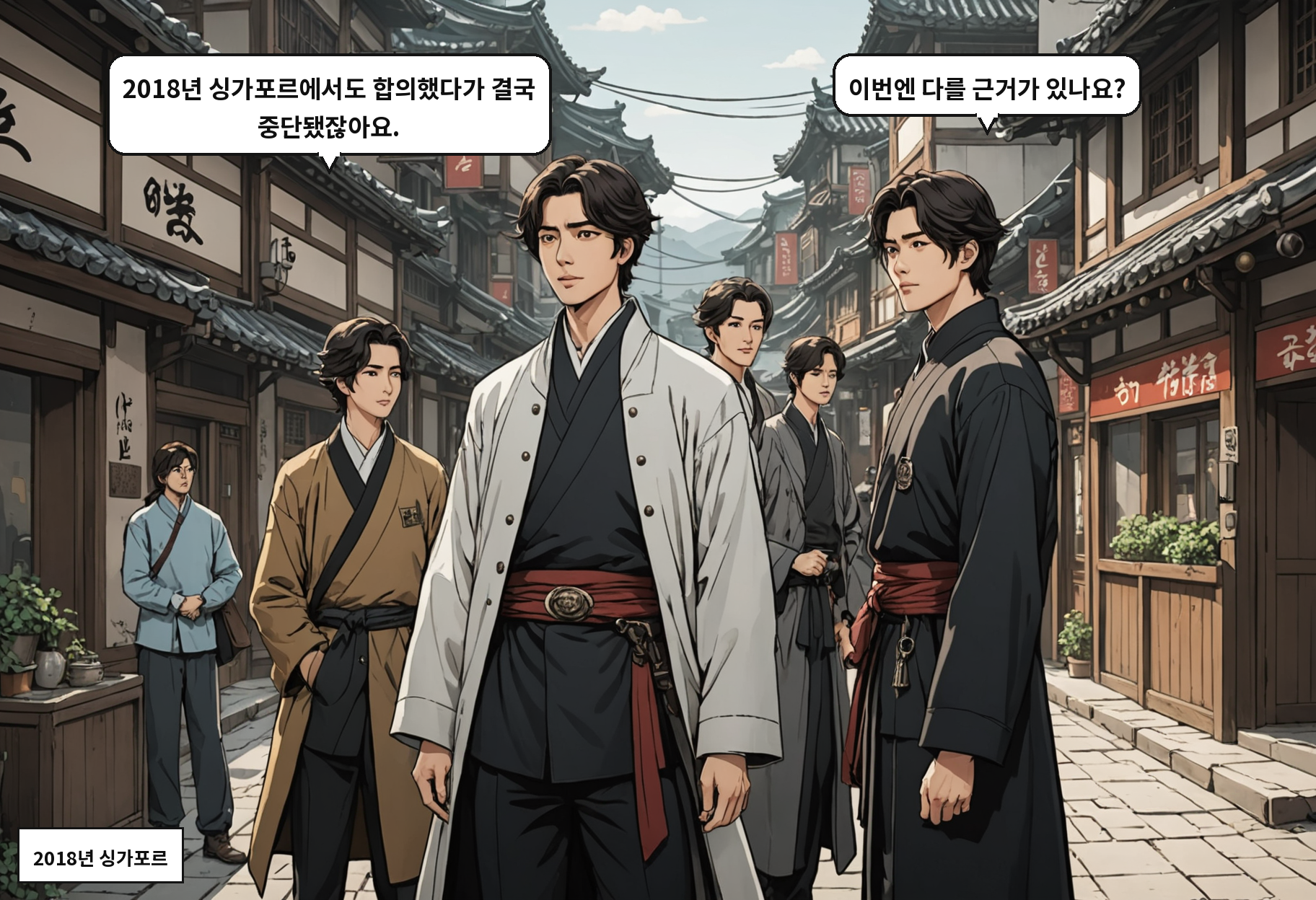 A: 2018년 싱가포르에서도 합의했다가 결국 중단됐잖아요. B: 이번엔 다를 근거가 있나요?