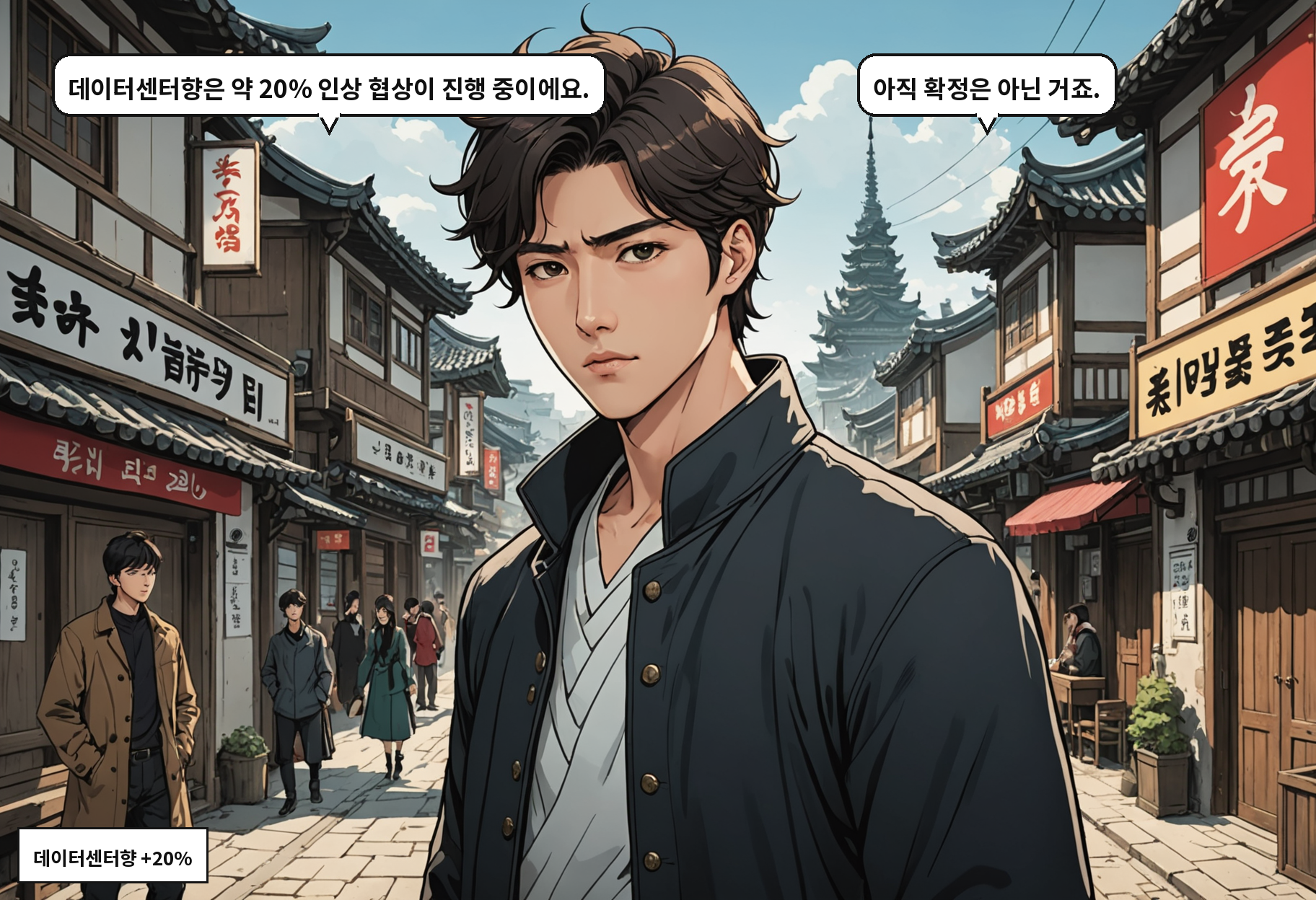 A: 데이터센터향은 약 20% 인상 협상이 진행 중이에요. B: 아직 확정은 아닌 거죠.