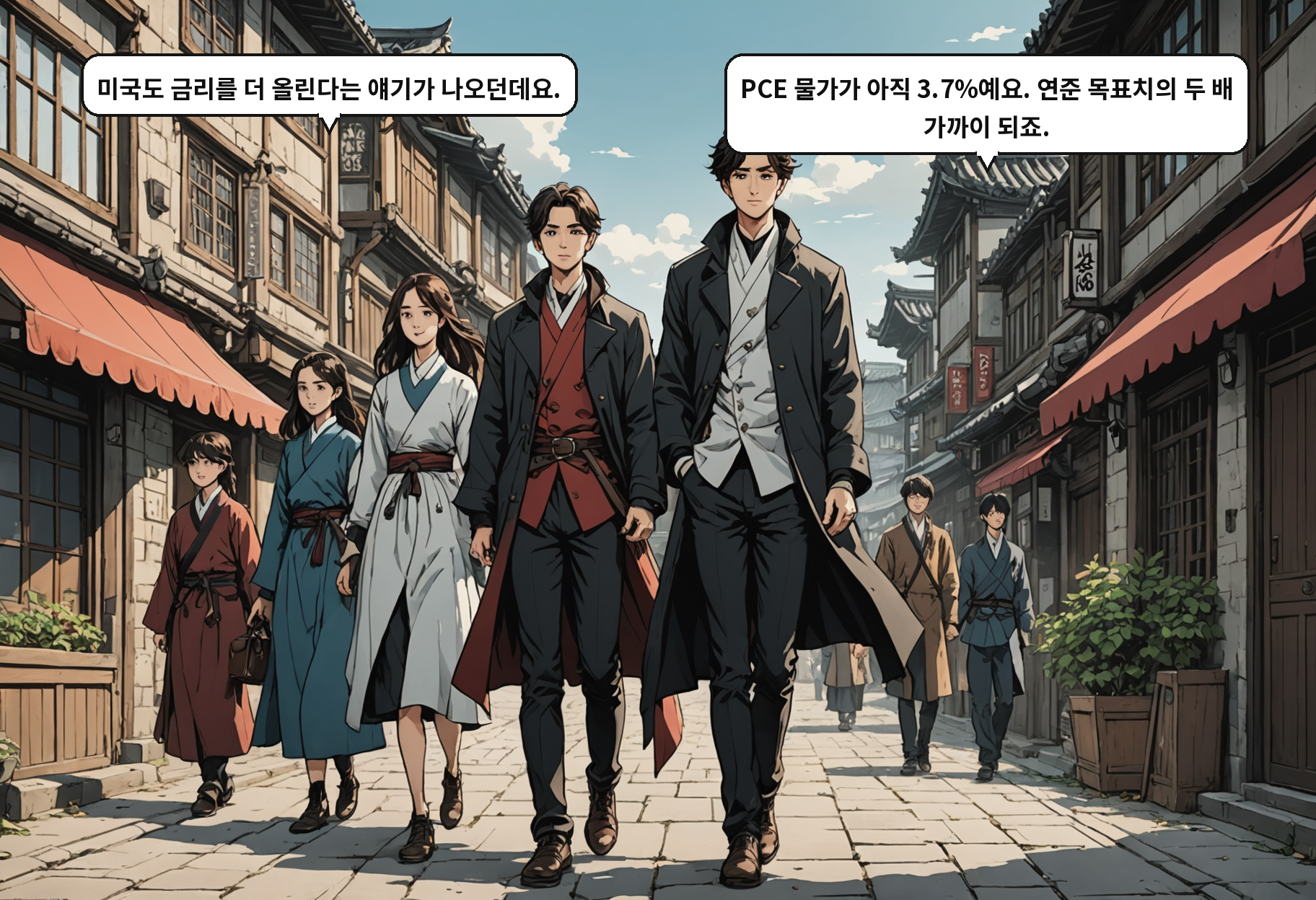 B: 미국도 금리를 더 올린다는 얘기가 나오던데요. A: PCE 물가가 아직 3.7%예요. 연준 목표치의 두 배 가까이 되죠.