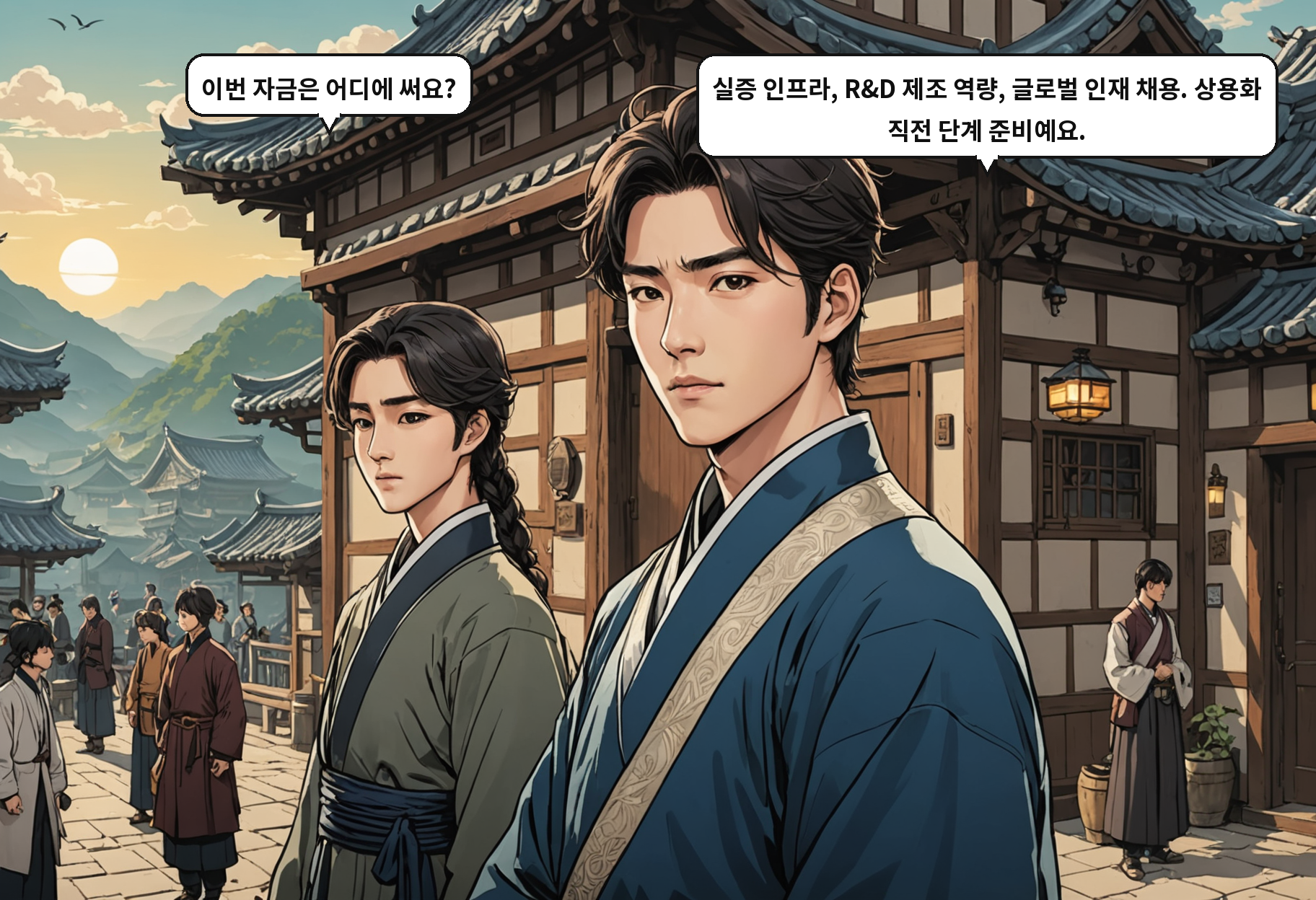 A: 이번 자금은 어디에 써요? B: 실증 인프라, R&D 제조 역량, 글로벌 인재 채용. 상용화 직전 단계 준비예요.